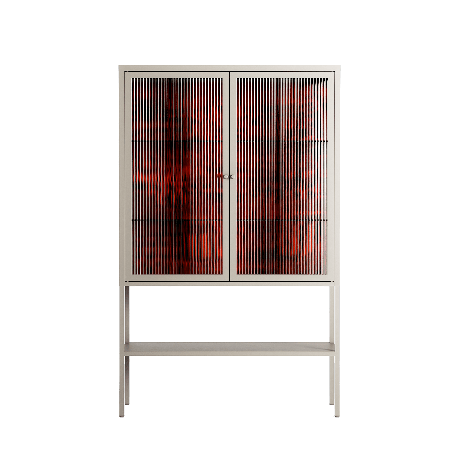 Wottosque Red - Loft Cabinet - Craig Watkins - Pebble - Reeded glass