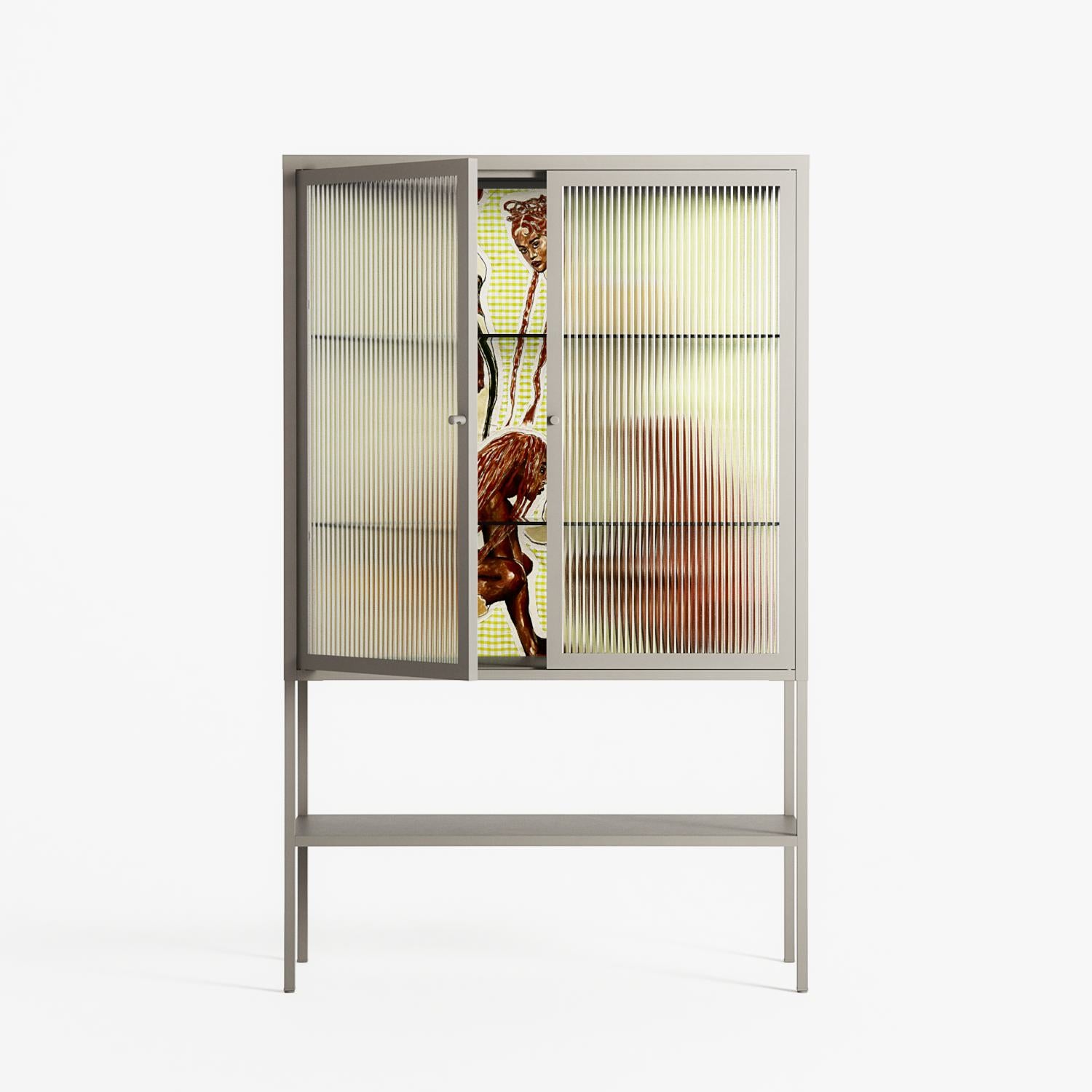 Can You Face It - Loft Cabinet - Sophie Goudman-Peachey - Pebble - Reeded glass