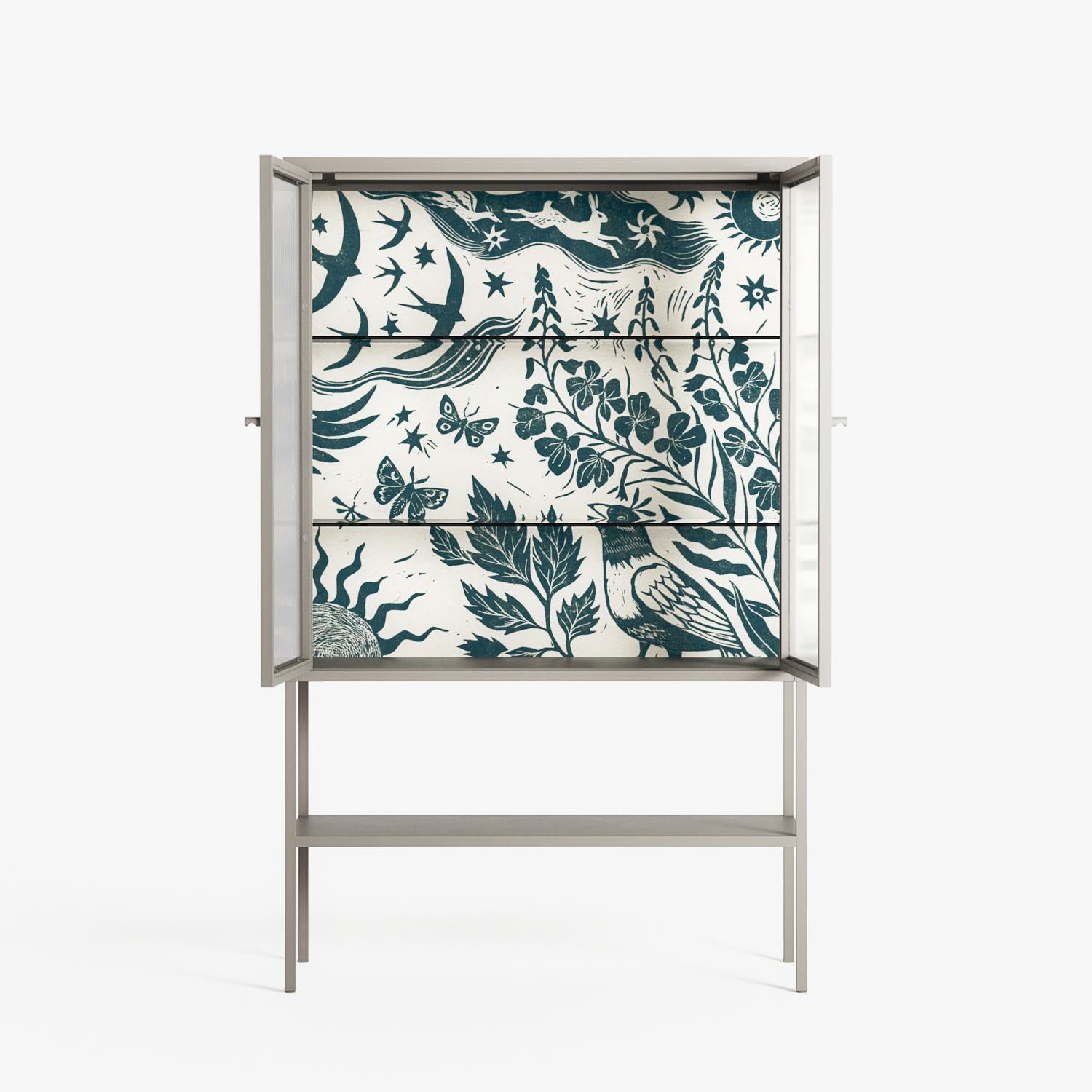 Ode to Summer 3 - Loft Cabinet - Diana Catchpole - Pebble - Reeded glass