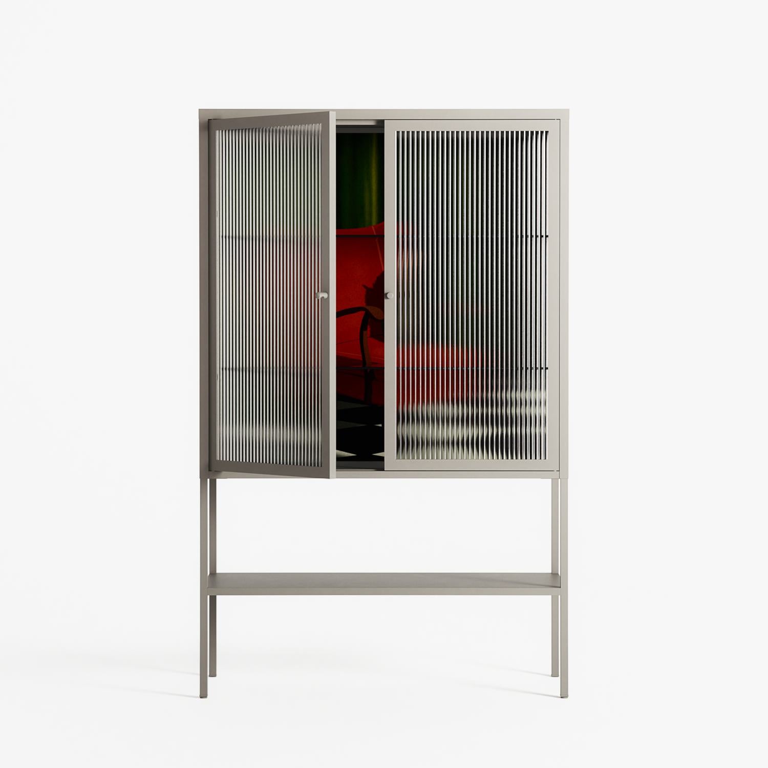 The Man Behind The Curtain - Loft Cabinet - Kristin Eriksson - Pebble - Reeded glass
