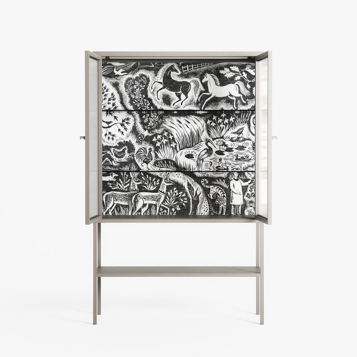 Flight Of Fancy 3 - Loft Cabinet - Diana Catchpole - Pebble - Reeded glass