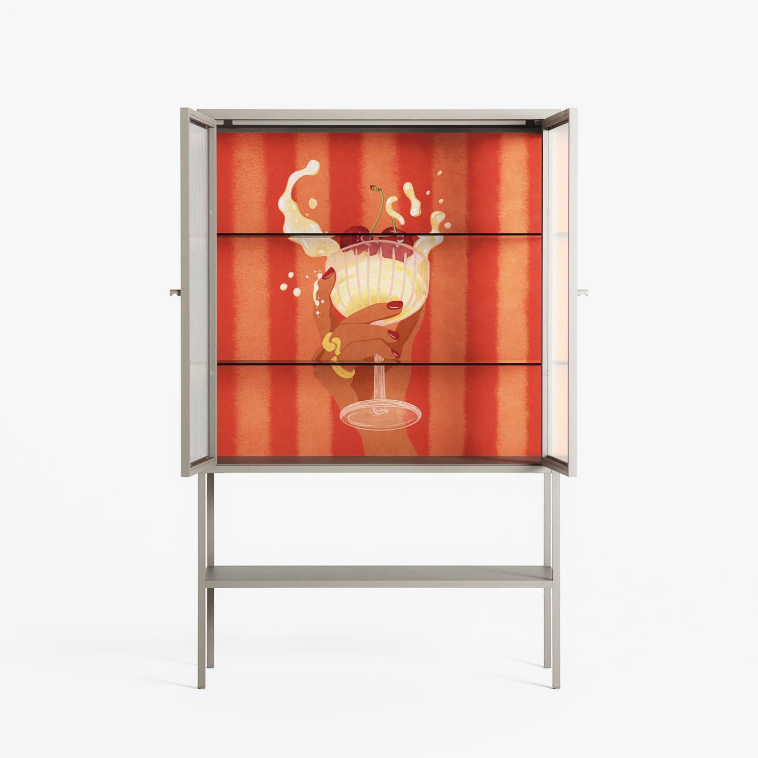 Drink And Cherries - Loft Cabinet - Raissa Oltmanns - Pebble - Reeded glass