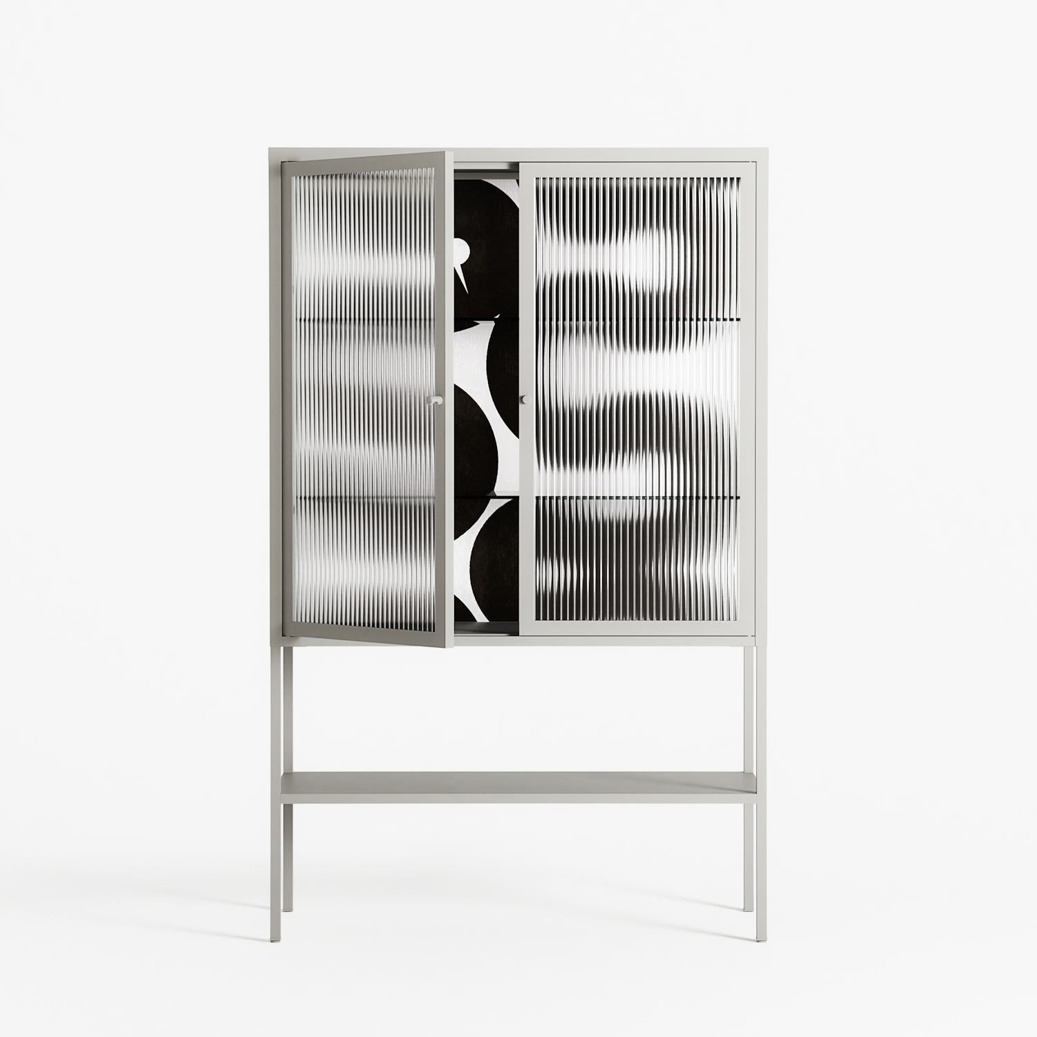 Black Waves - Loft Cabinet - Alexander Khabbazi - Chalk - Reeded glass