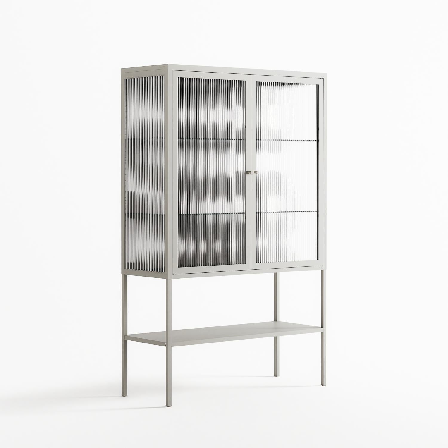 Black Waves - Loft Cabinet - Alexander Khabbazi - Chalk - Reeded glass