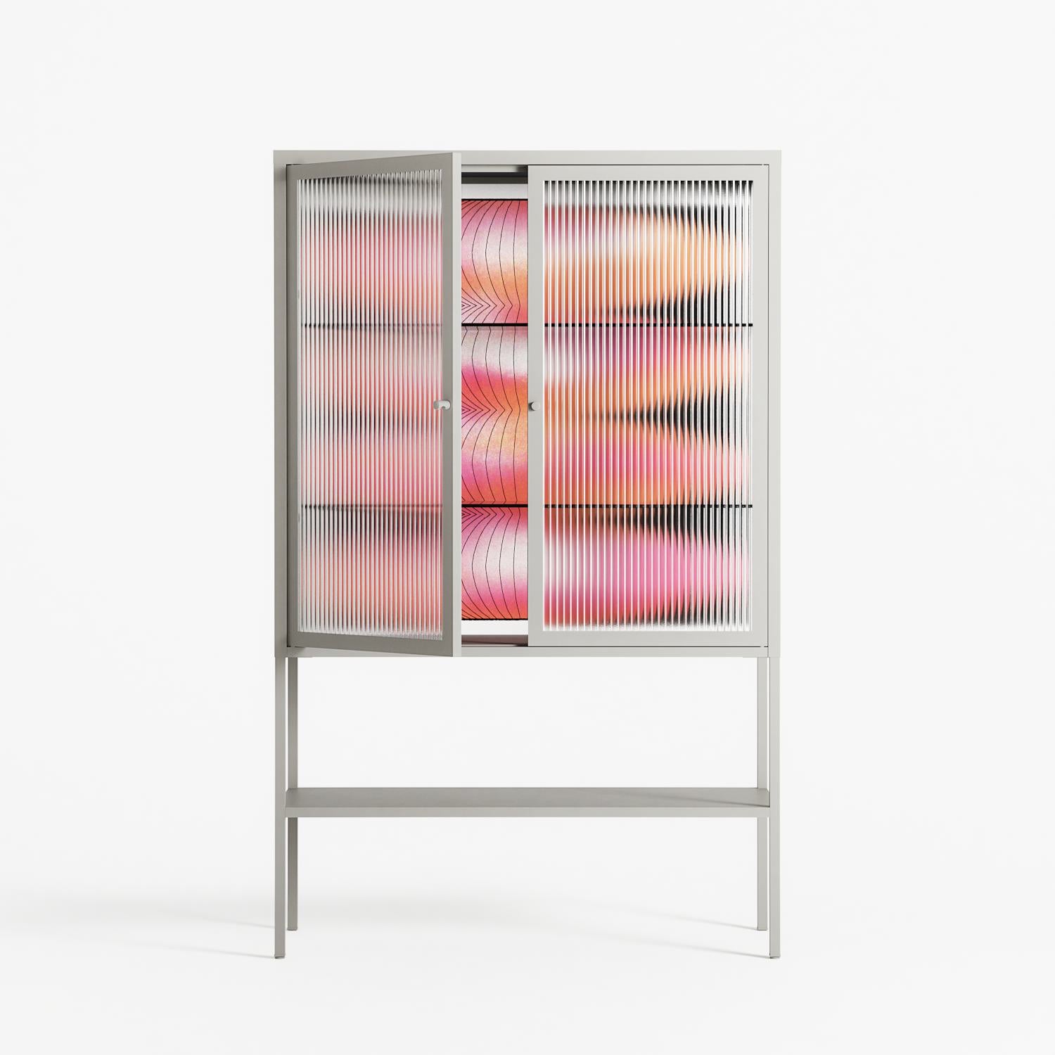 Repeating - Loft Cabinet - Alexander Khabbazi - Chalk - Reeded glass