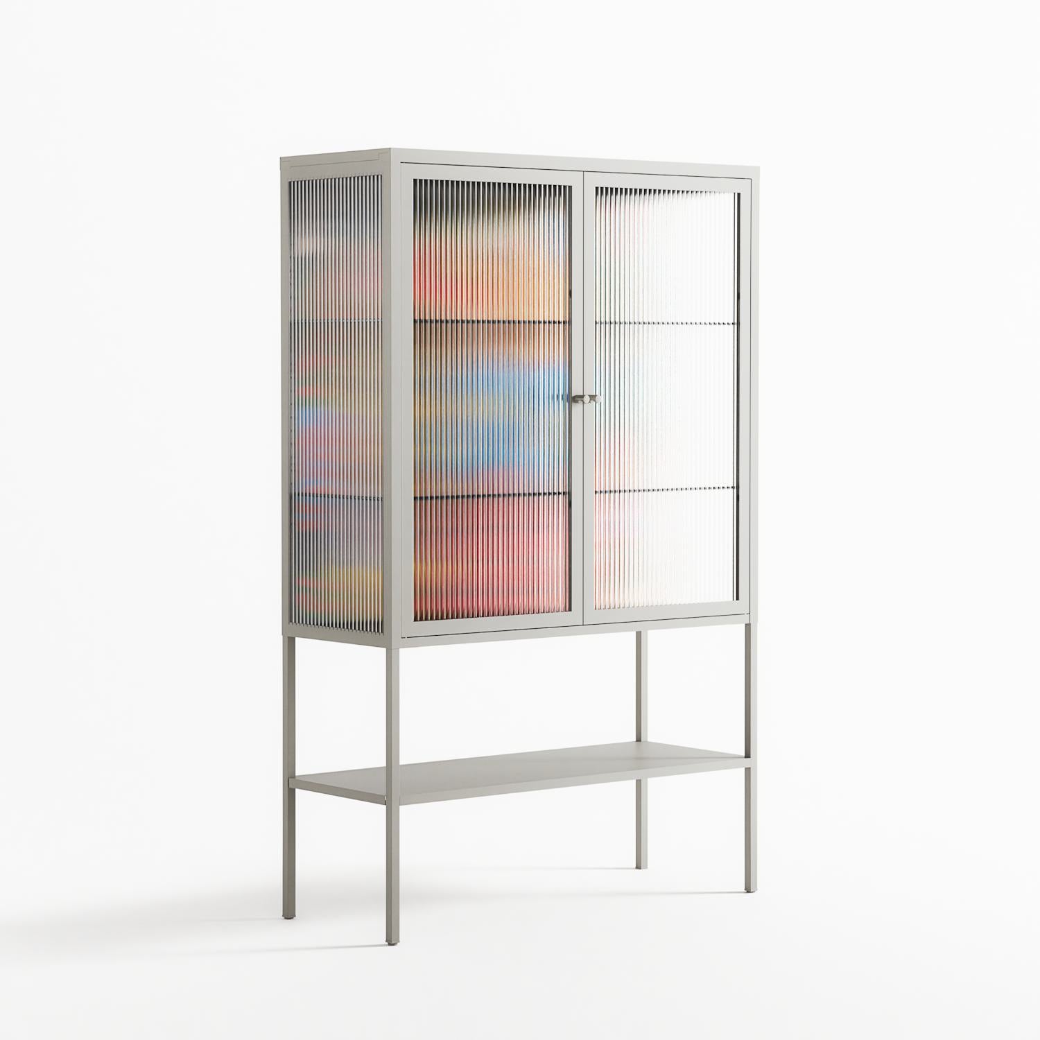 The Towering Hall Full Of Light - Loft Cabinet - Nick Liefhebber - Chalk - Reeded glass