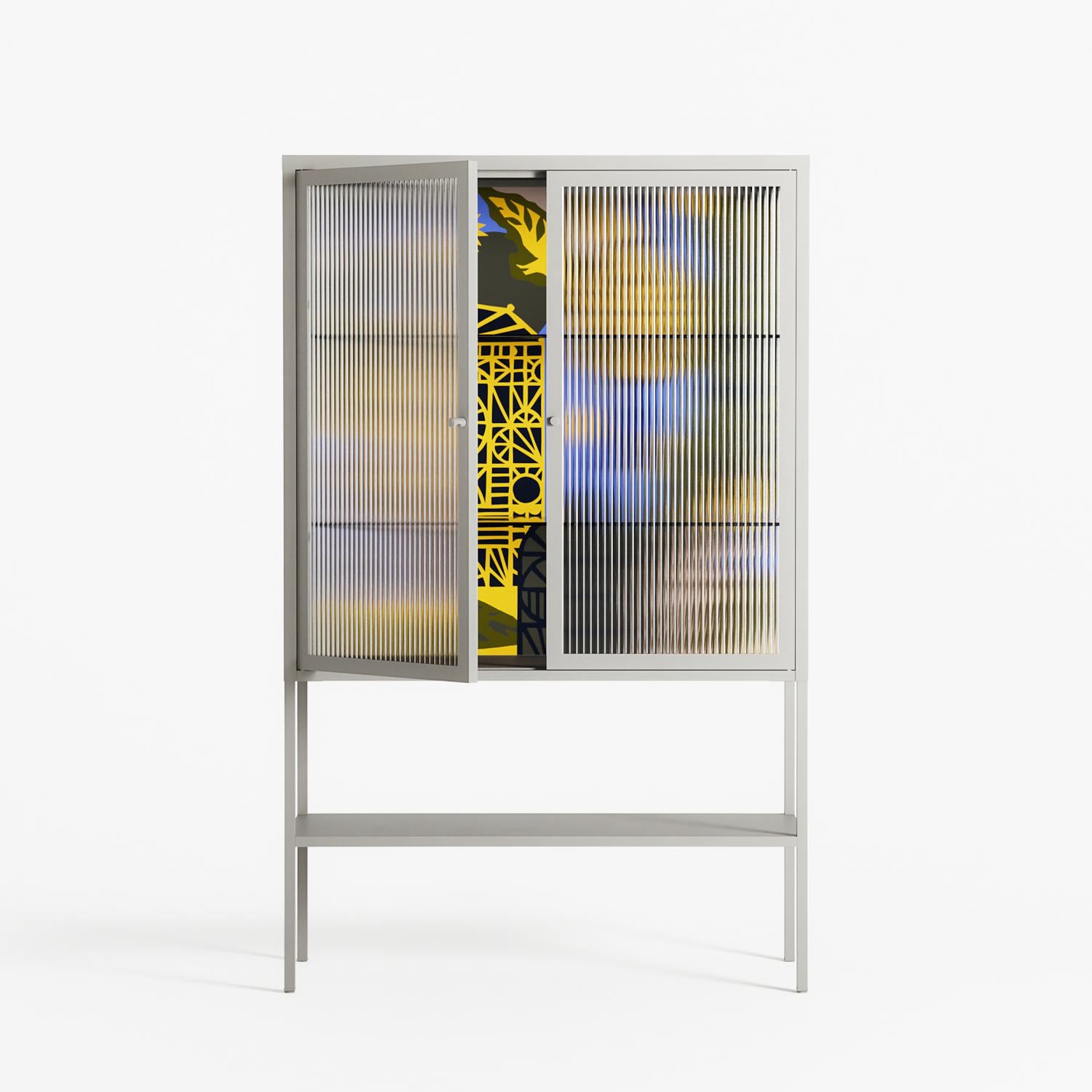 The Towering Hall Full Of Light 2 - Loft Cabinet - Nick Liefhebber - Chalk - Reeded glass