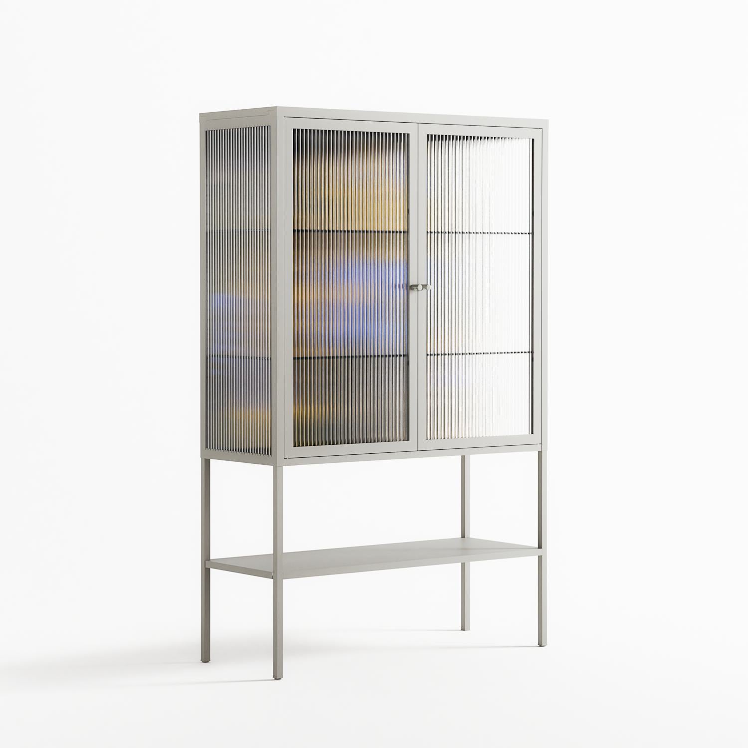 The Towering Hall Full Of Light 2 - Loft Cabinet - Nick Liefhebber - Chalk - Reeded glass