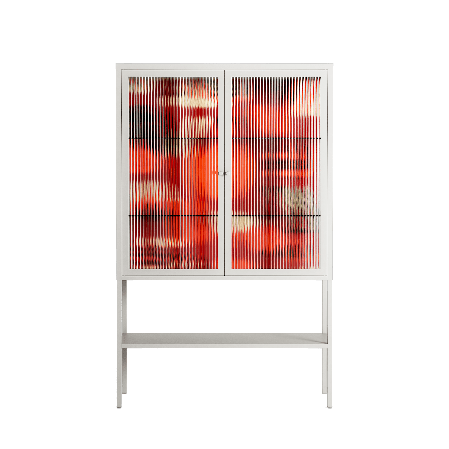 Pebbles 2 - Loft Cabinet - Nick Liefhebber - Chalk - Reeded glass