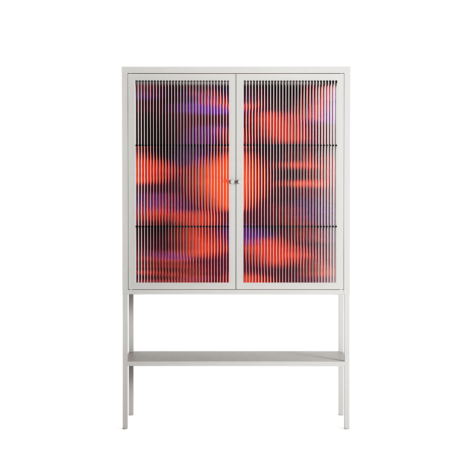 Pebbles 3 - Loft Cabinet - Nick Liefhebber - Chalk - Reeded glass