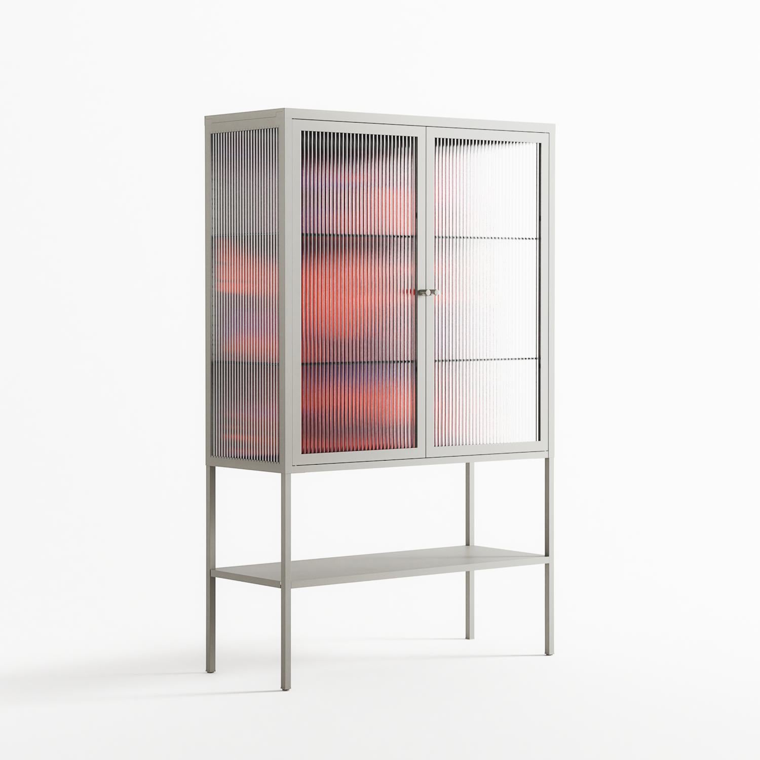 Pebbles 3 - Loft Cabinet - Nick Liefhebber - Chalk - Reeded glass