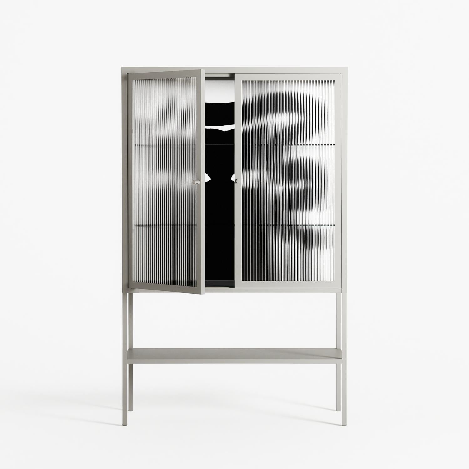 Black Cat - Loft Cabinet - Konrad Blaszczyk - Chalk - Reeded glass