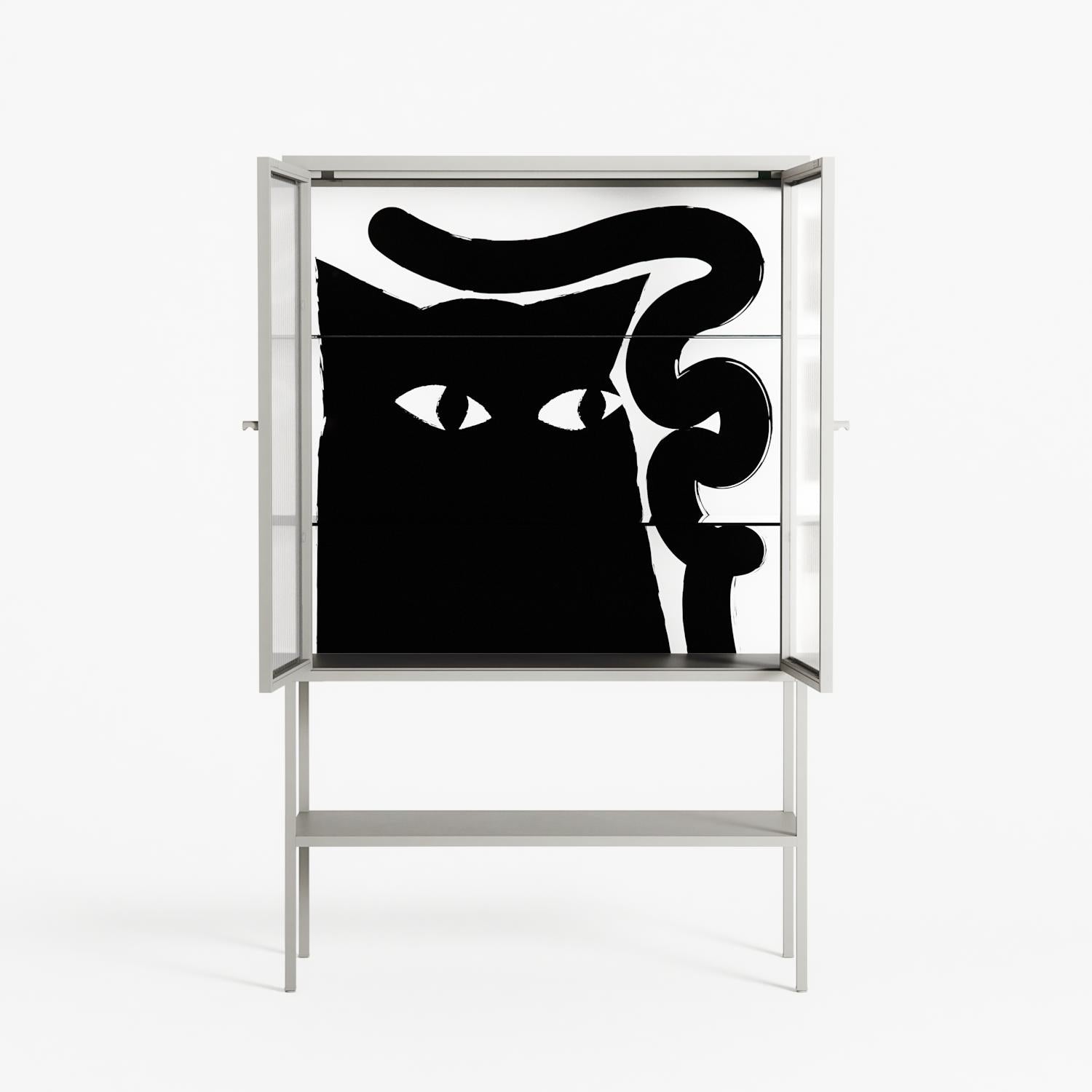 Black Cat - Loft Cabinet - Konrad Blaszczyk - Chalk - Reeded glass