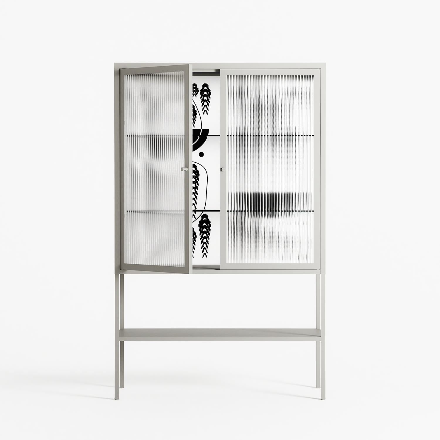 Black Fern - Loft Cabinet - Konrad Blaszczyk - Chalk - Reeded glass