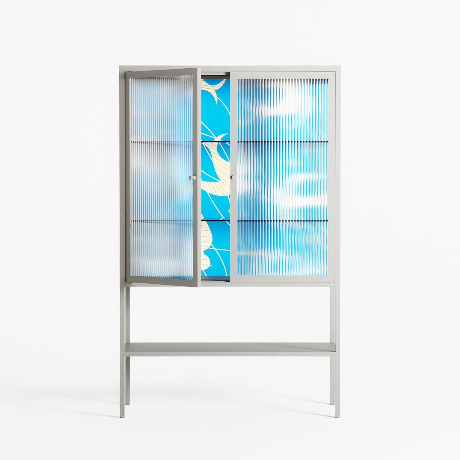 Birds B - Loft Cabinet - Heather Zhou - Chalk - Reeded glass