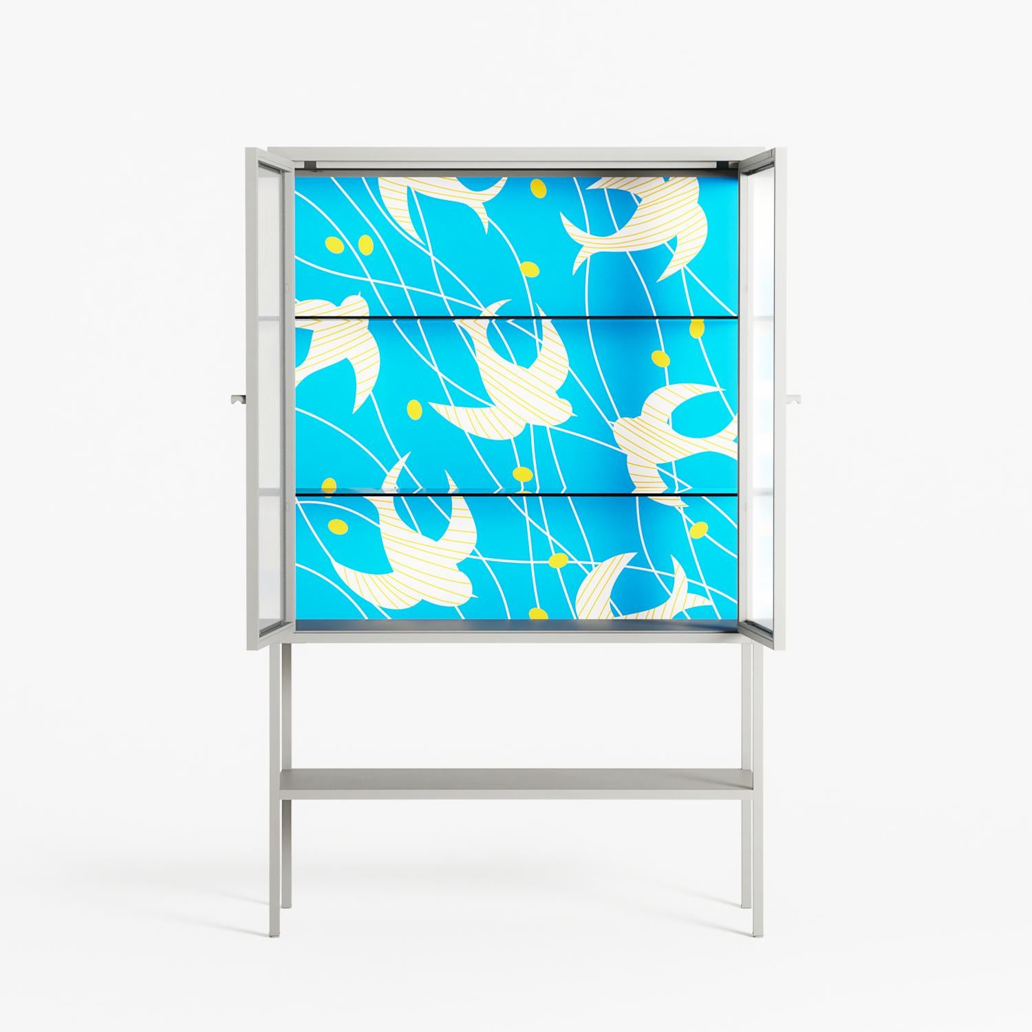Birds B - Loft Cabinet - Heather Zhou - Chalk - Reeded glass