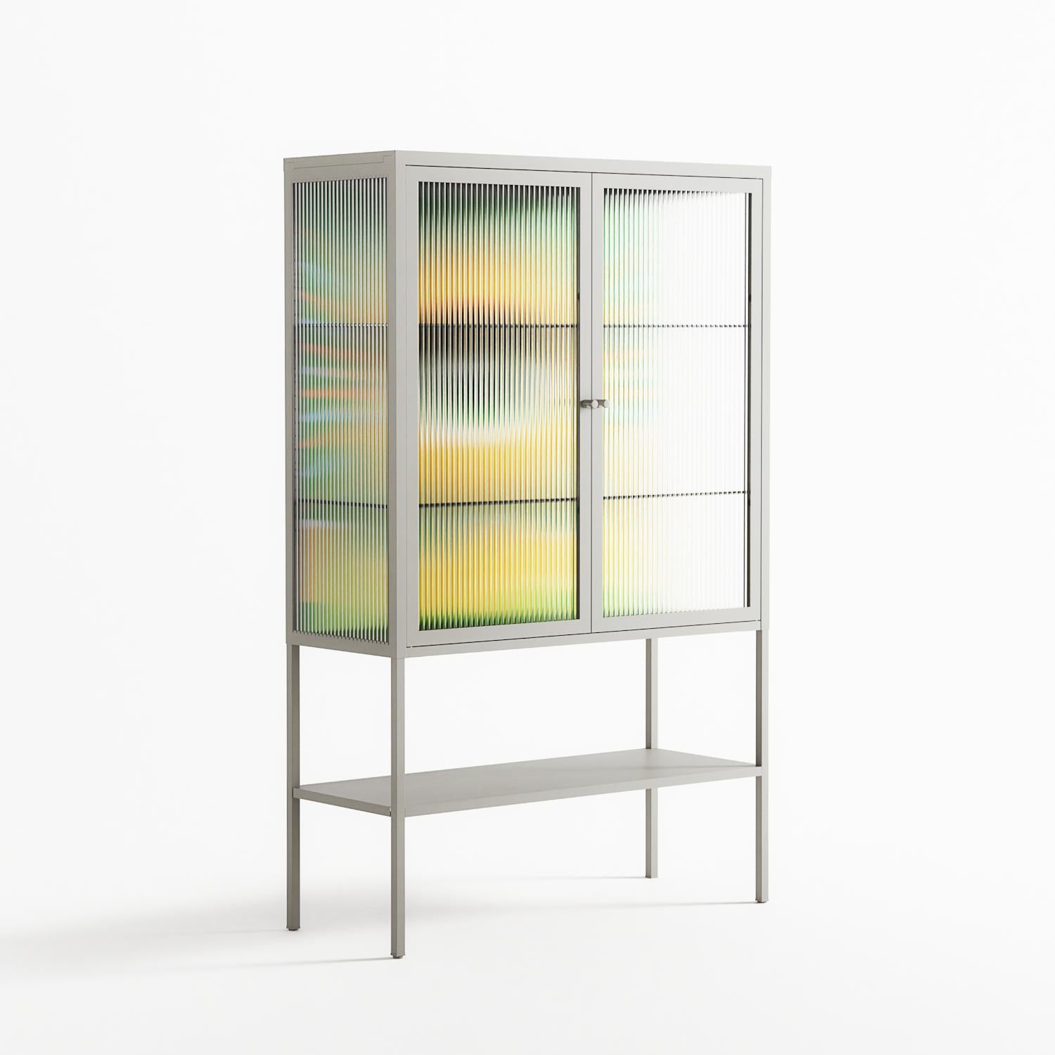 Curiosity - Loft Cabinet - Heather Zhou - Chalk - Reeded glass