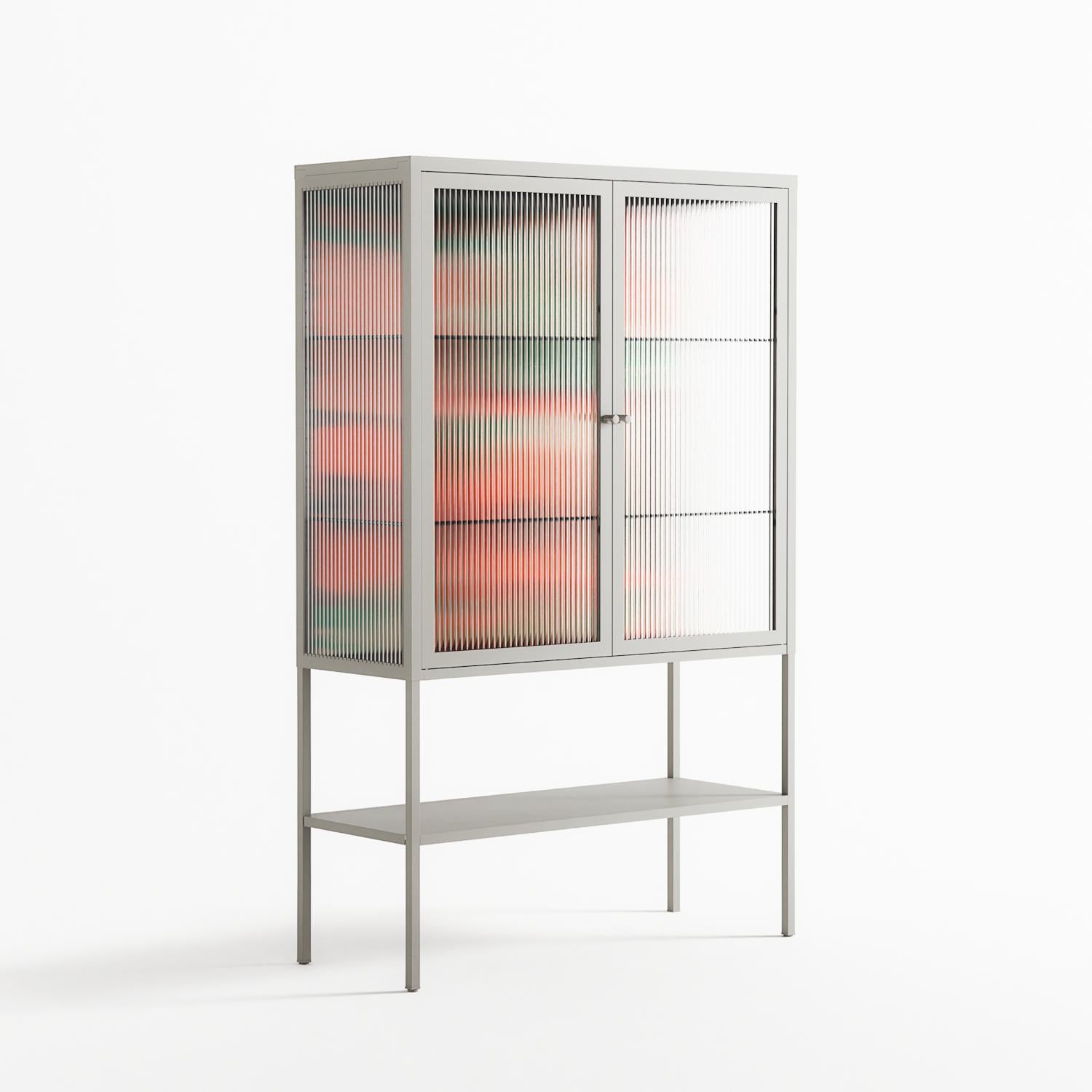 Flower B - Loft Cabinet - Heather Zhou - Chalk - Reeded glass