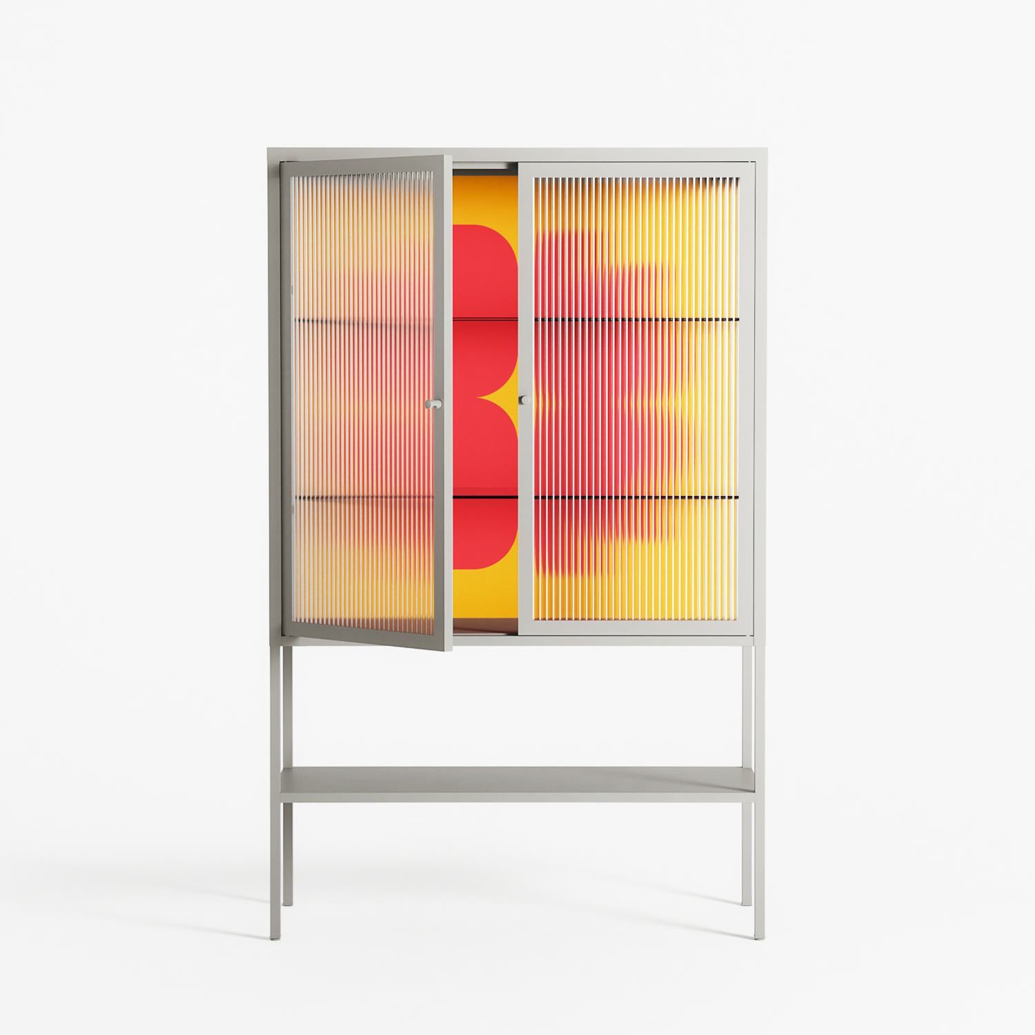 Phonix - Loft Cabinet - Linus Lohoff - Chalk - Reeded glass