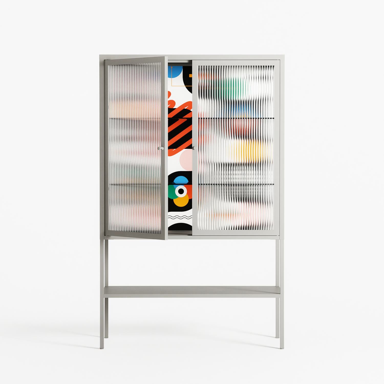 Connections - Loft Cabinet - Vratislav Pecka - Chalk - Reeded glass