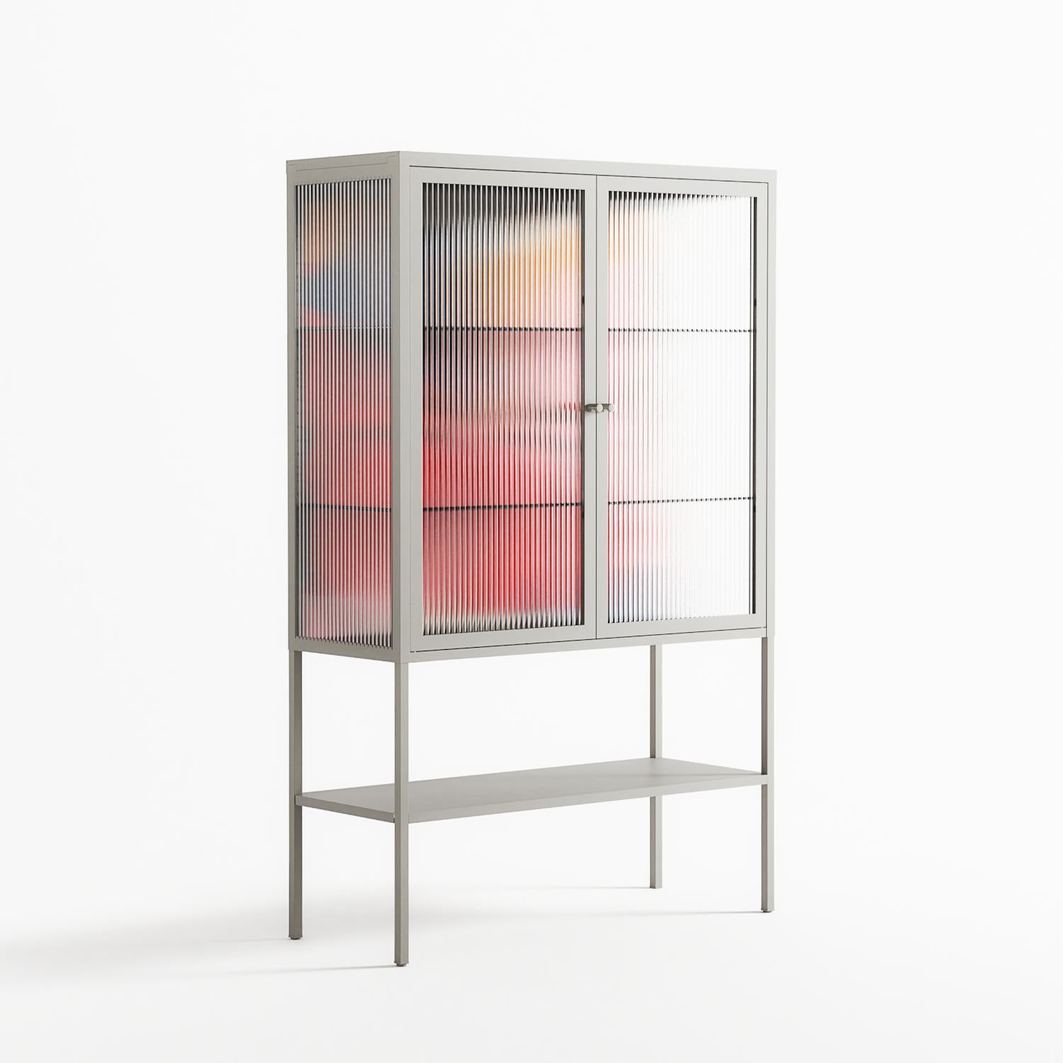 Fuerte - Loft Cabinet - Vratislav Pecka - Chalk - Reeded glass
