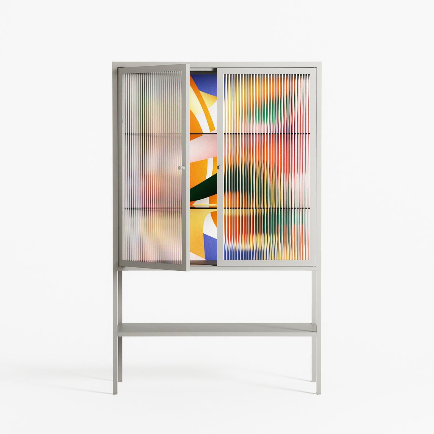 Gloss - Loft Cabinet - Vratislav Pecka - Chalk - Reeded glass