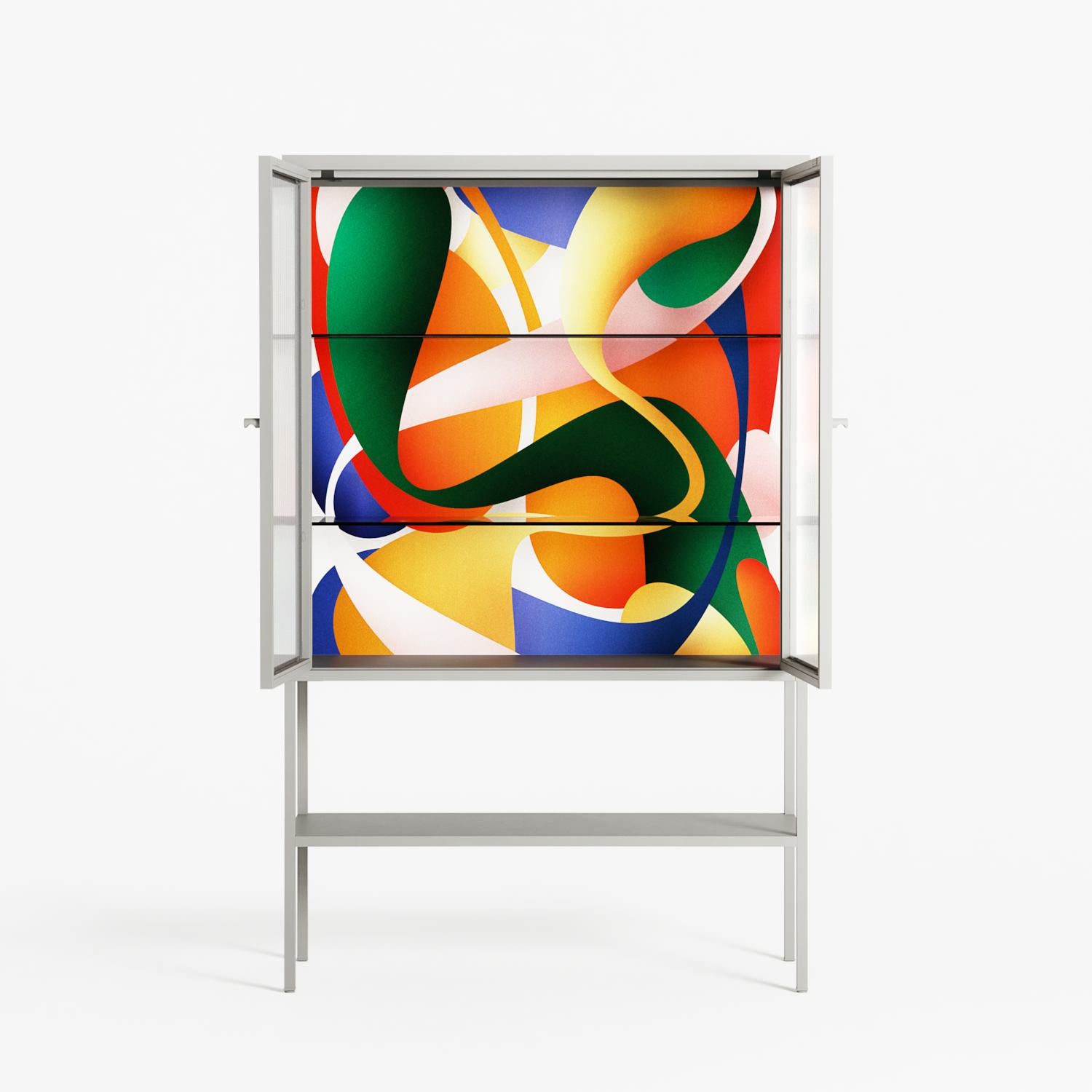 Gloss - Loft Cabinet - Vratislav Pecka - Chalk - Reeded glass
