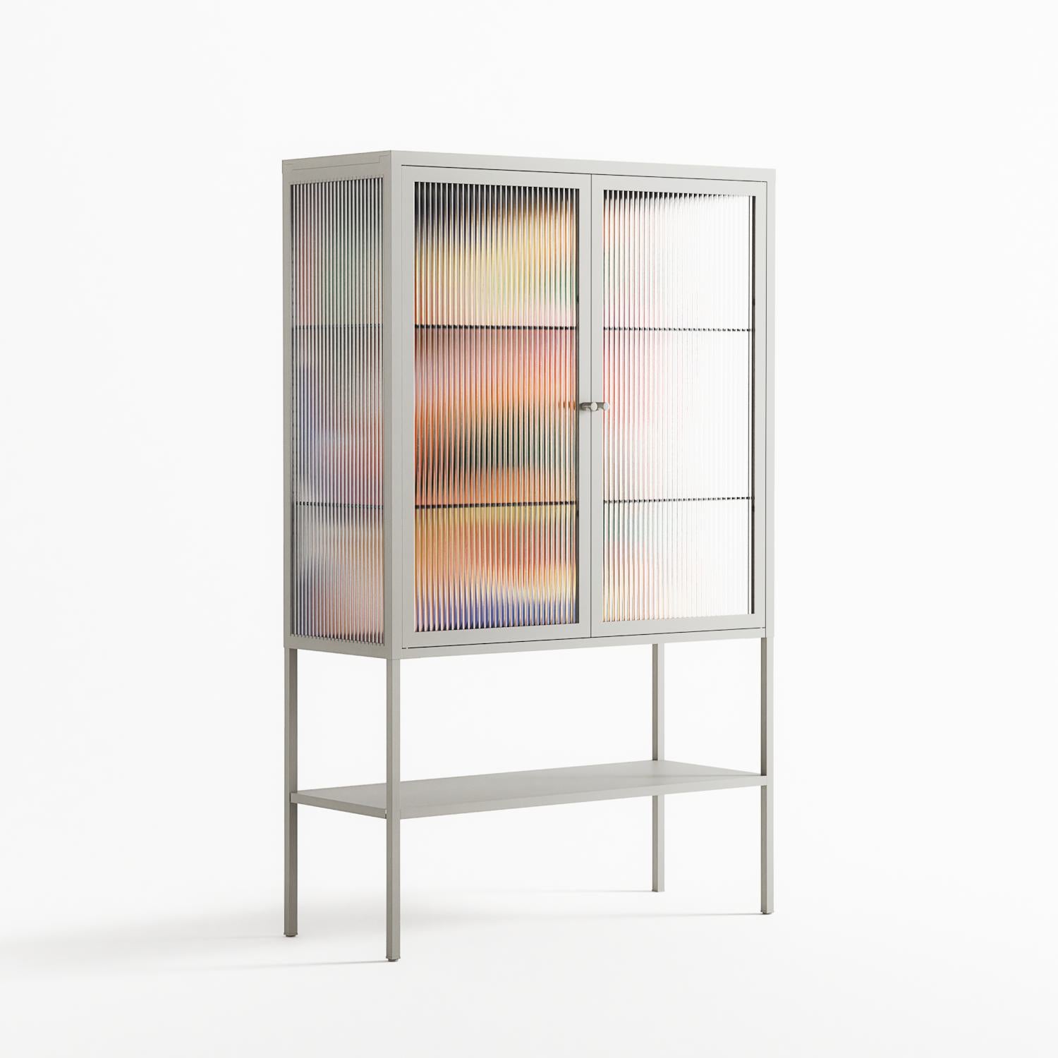 Gloss - Loft Cabinet - Vratislav Pecka - Chalk - Reeded glass