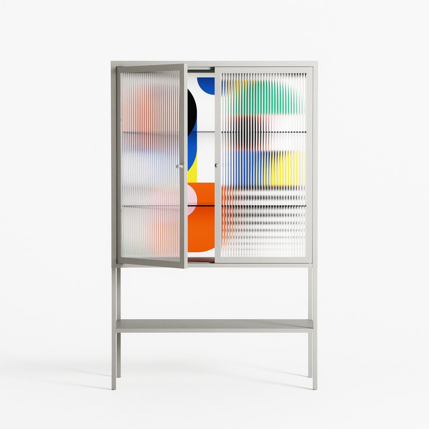 Murano - Loft Cabinet - Vratislav Pecka - Chalk - Reeded glass