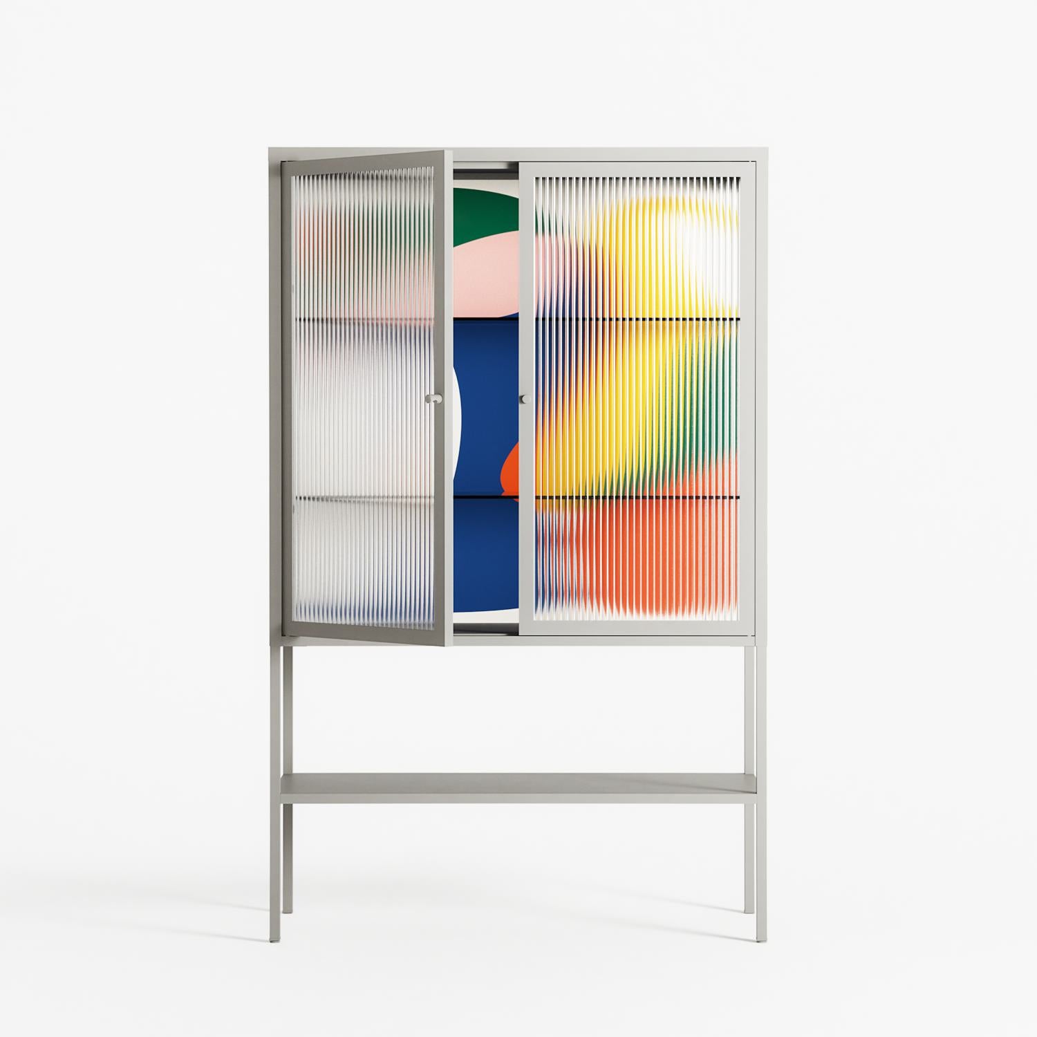 Spilled Paint - Loft Cabinet - Vratislav Pecka - Chalk - Reeded glass