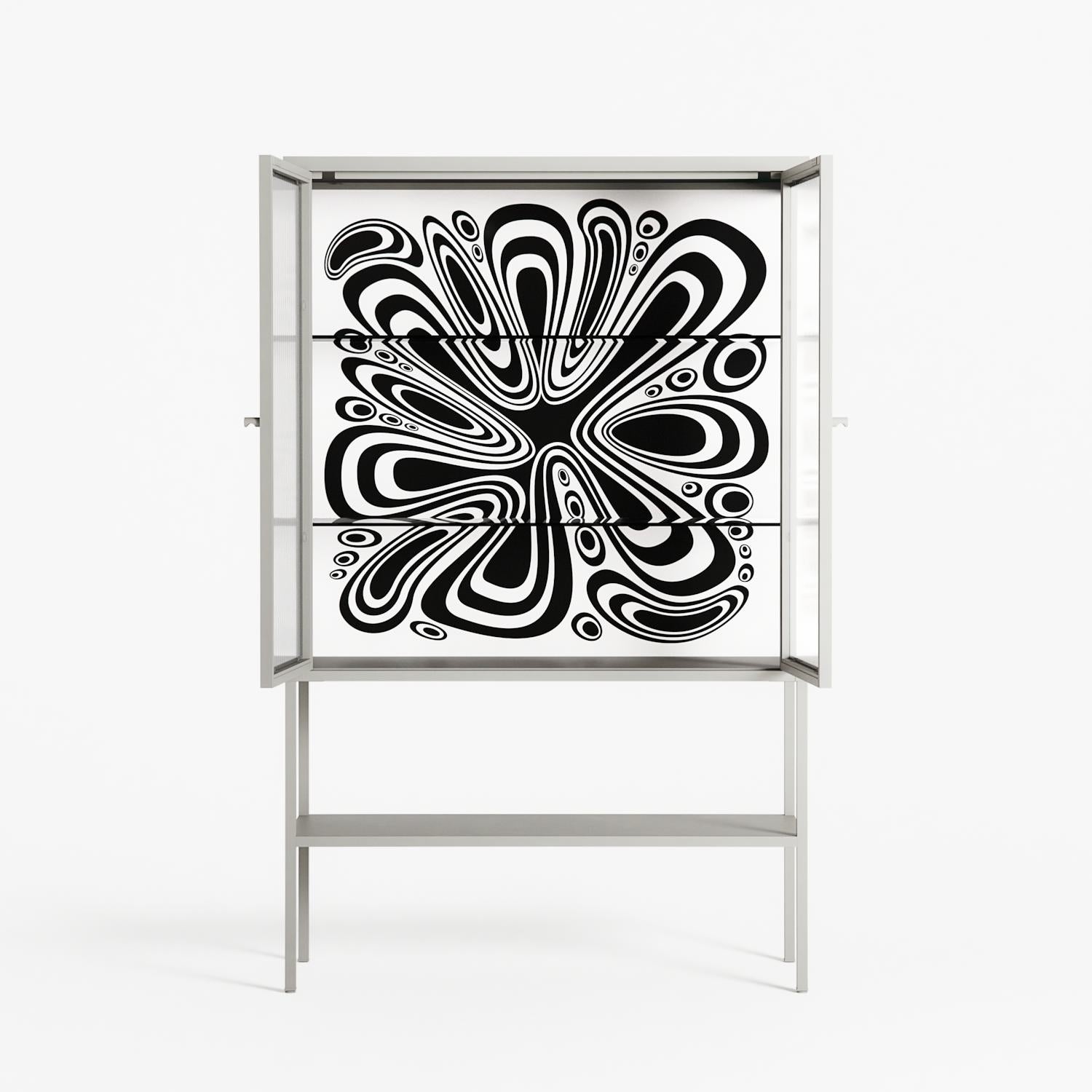 Splash of black - Loft Cabinet - Vratislav Pecka - Chalk - Reeded glass