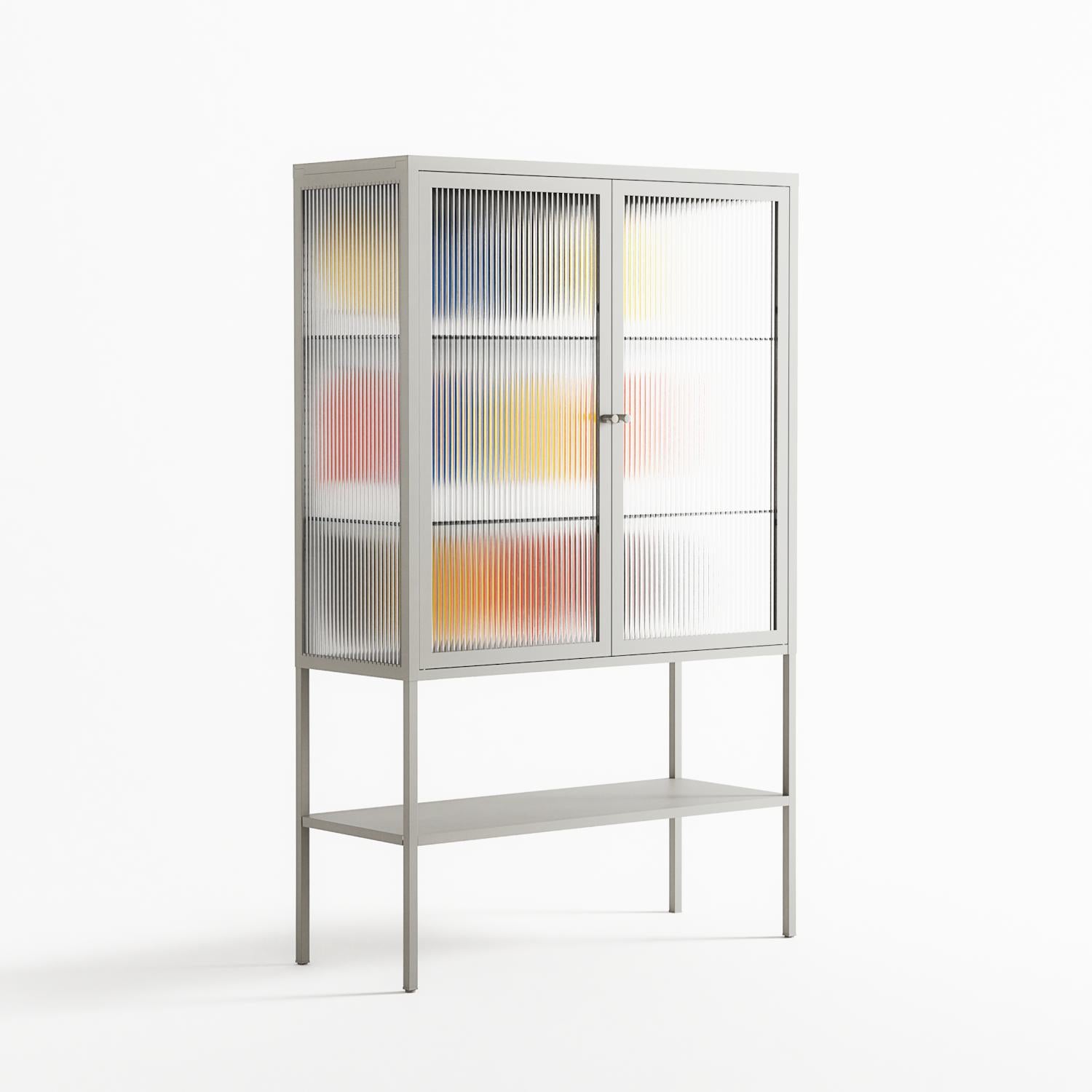 Springs - Loft Cabinet - Vratislav Pecka - Chalk - Reeded glass