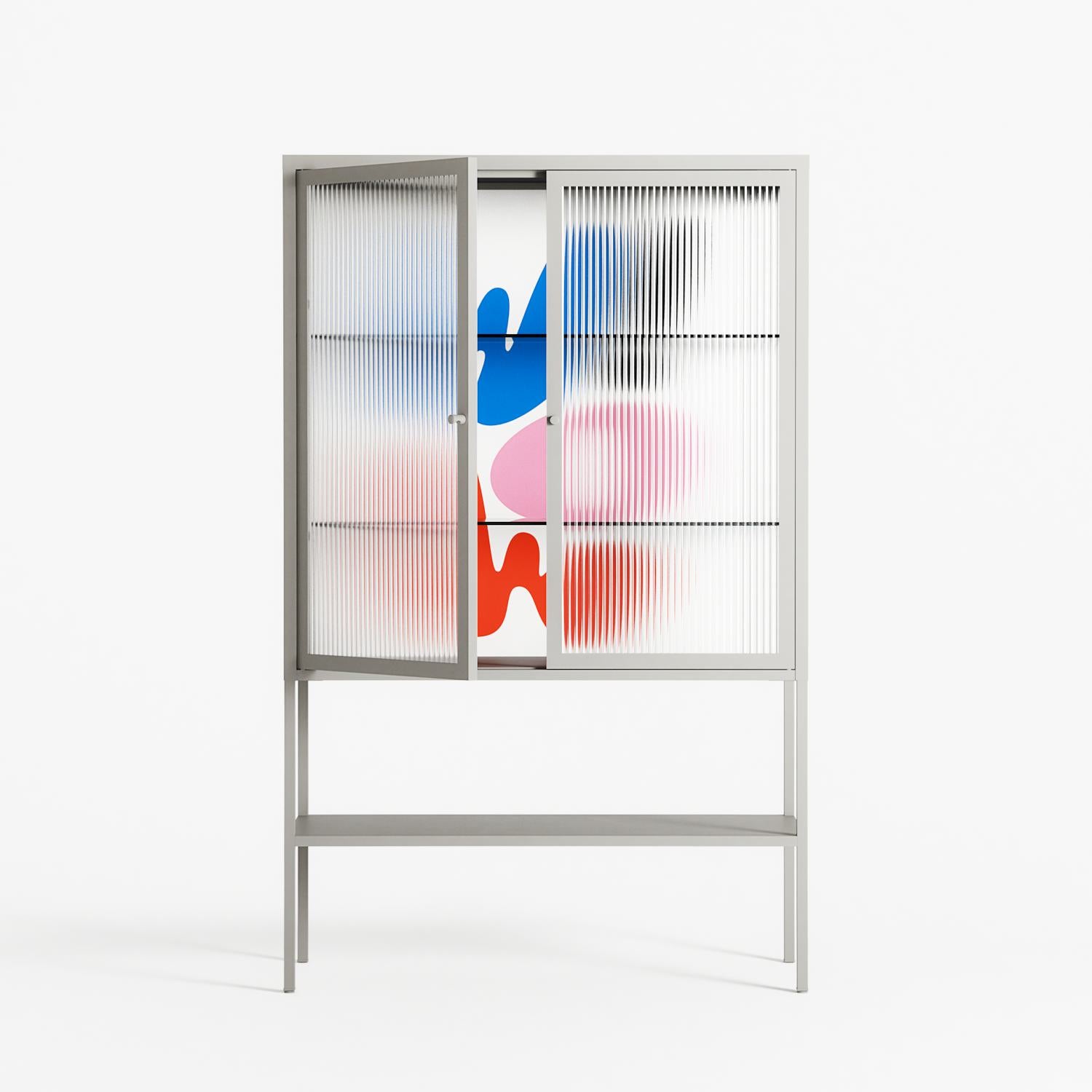 Wow - Loft Cabinet - Vratislav Pecka - Chalk - Reeded glass