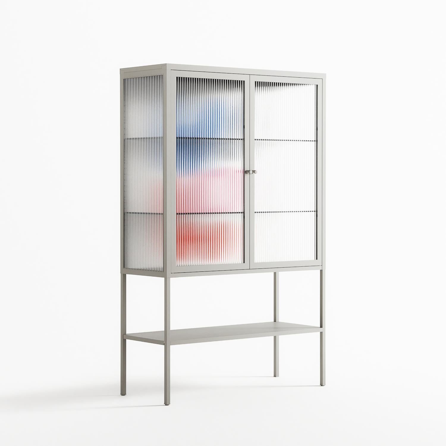 Wow - Loft Cabinet - Vratislav Pecka - Chalk - Reeded glass