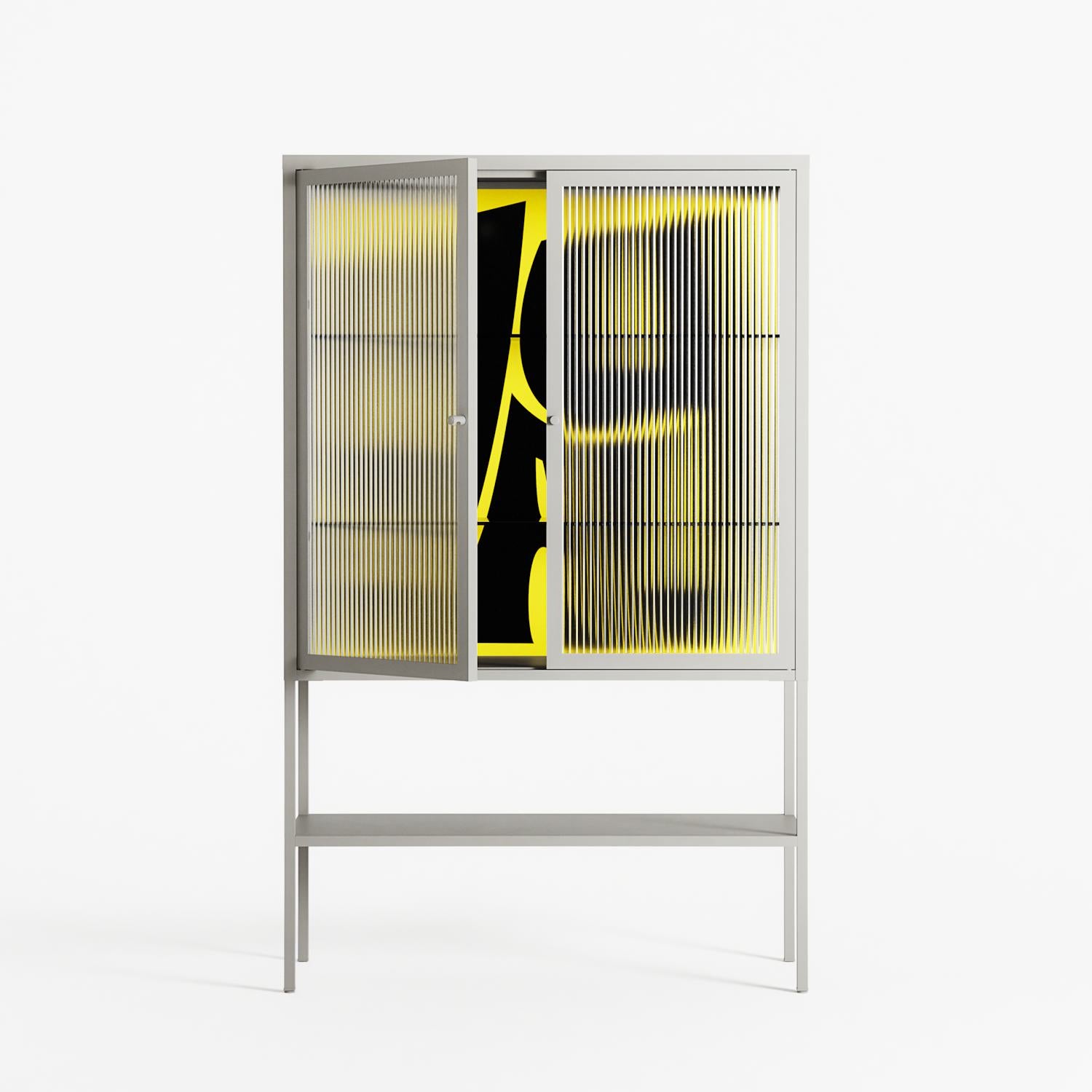 Yay - Loft Cabinet - Vratislav Pecka - Chalk - Reeded glass
