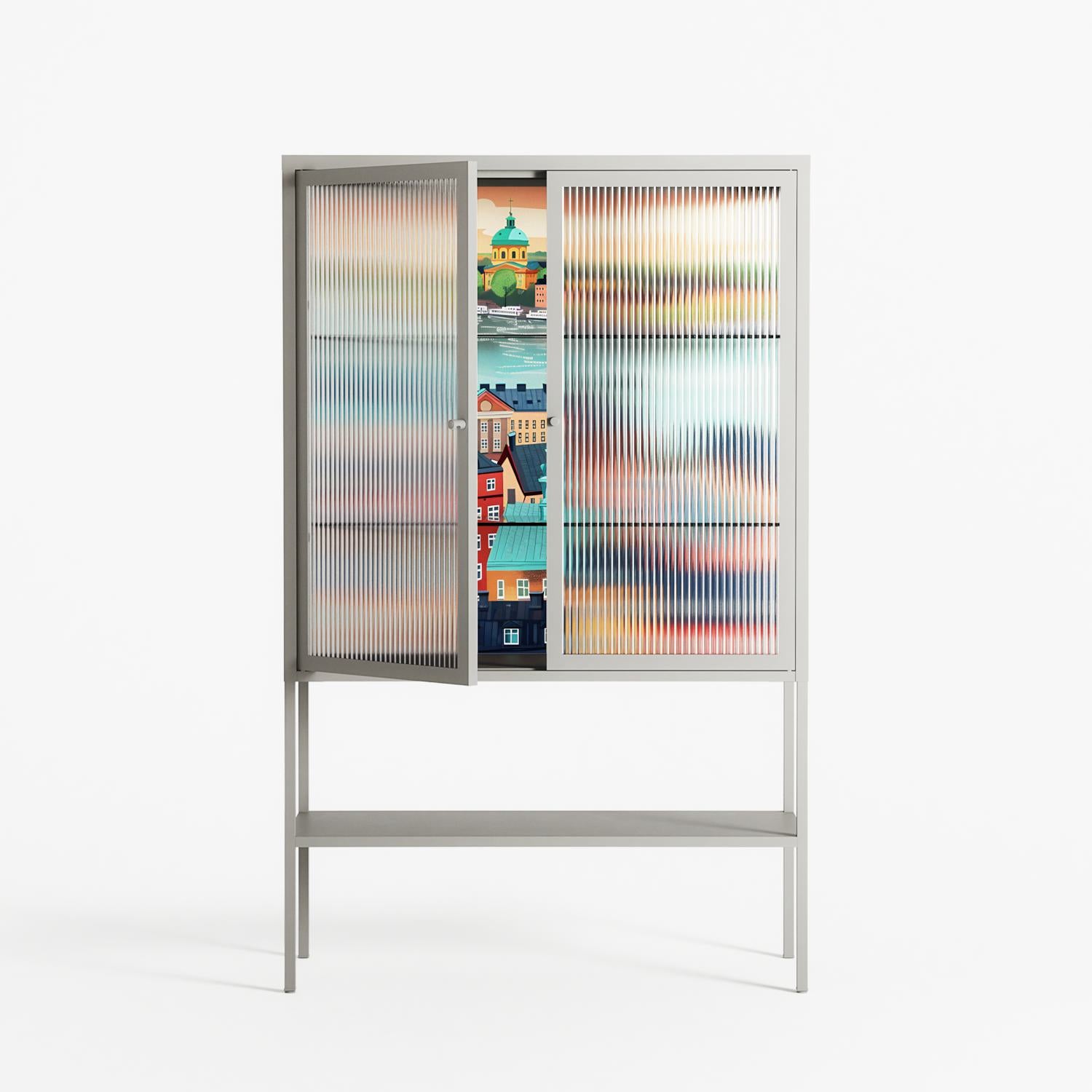 Gamla Stan - Loft Cabinet - Nur Rydberg - Chalk - Reeded glass