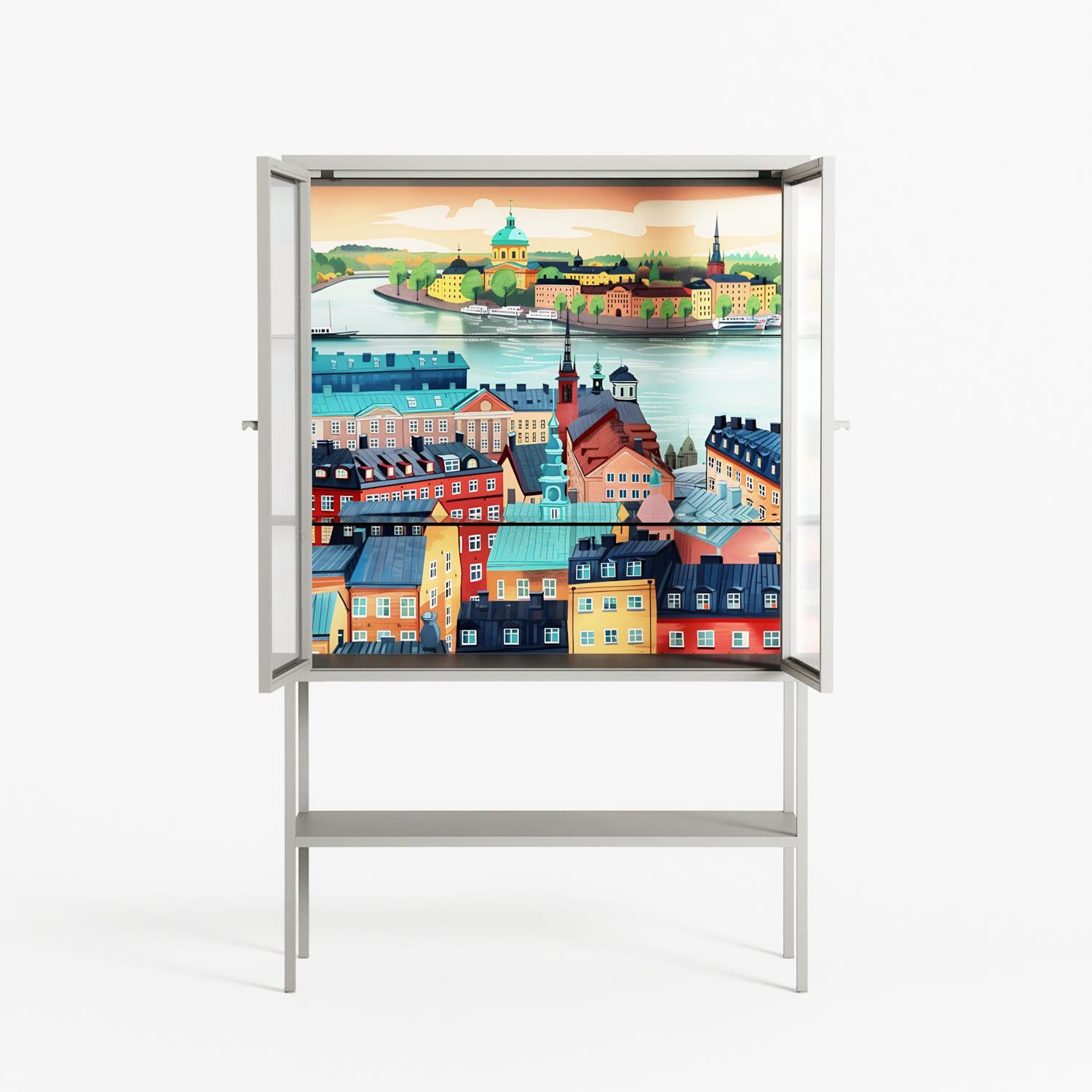 Gamla Stan - Loft Cabinet - Nur Rydberg - Chalk - Reeded glass