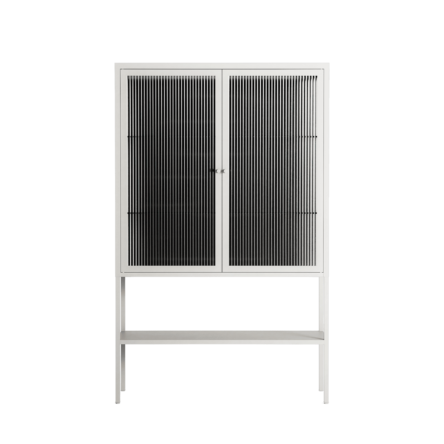 Hug 1 - Loft Cabinet - Andrea Devia-Nuño - Chalk - Reeded glass