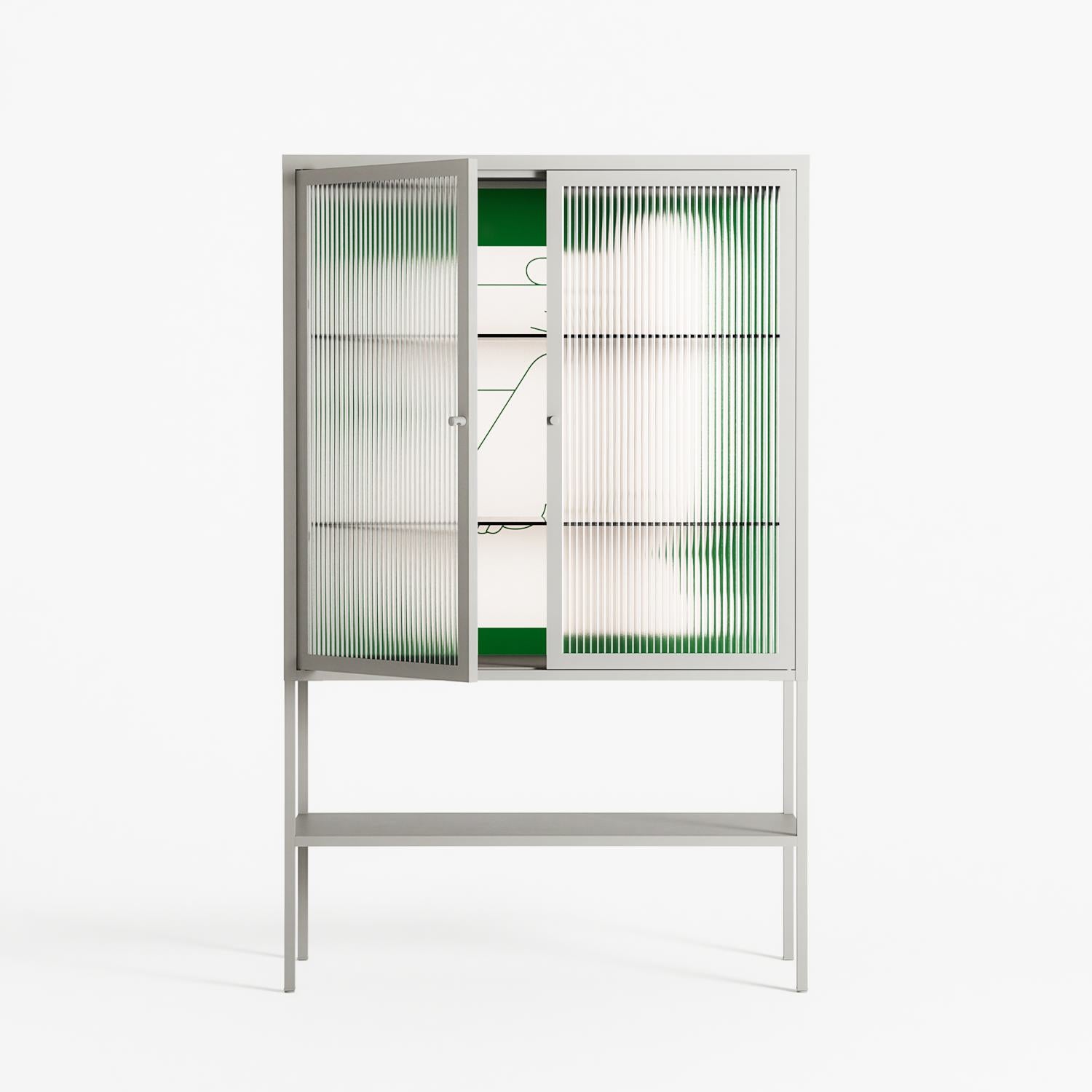 Rest 1 - Loft Cabinet - Andrea Devia-Nuño - Chalk - Reeded glass
