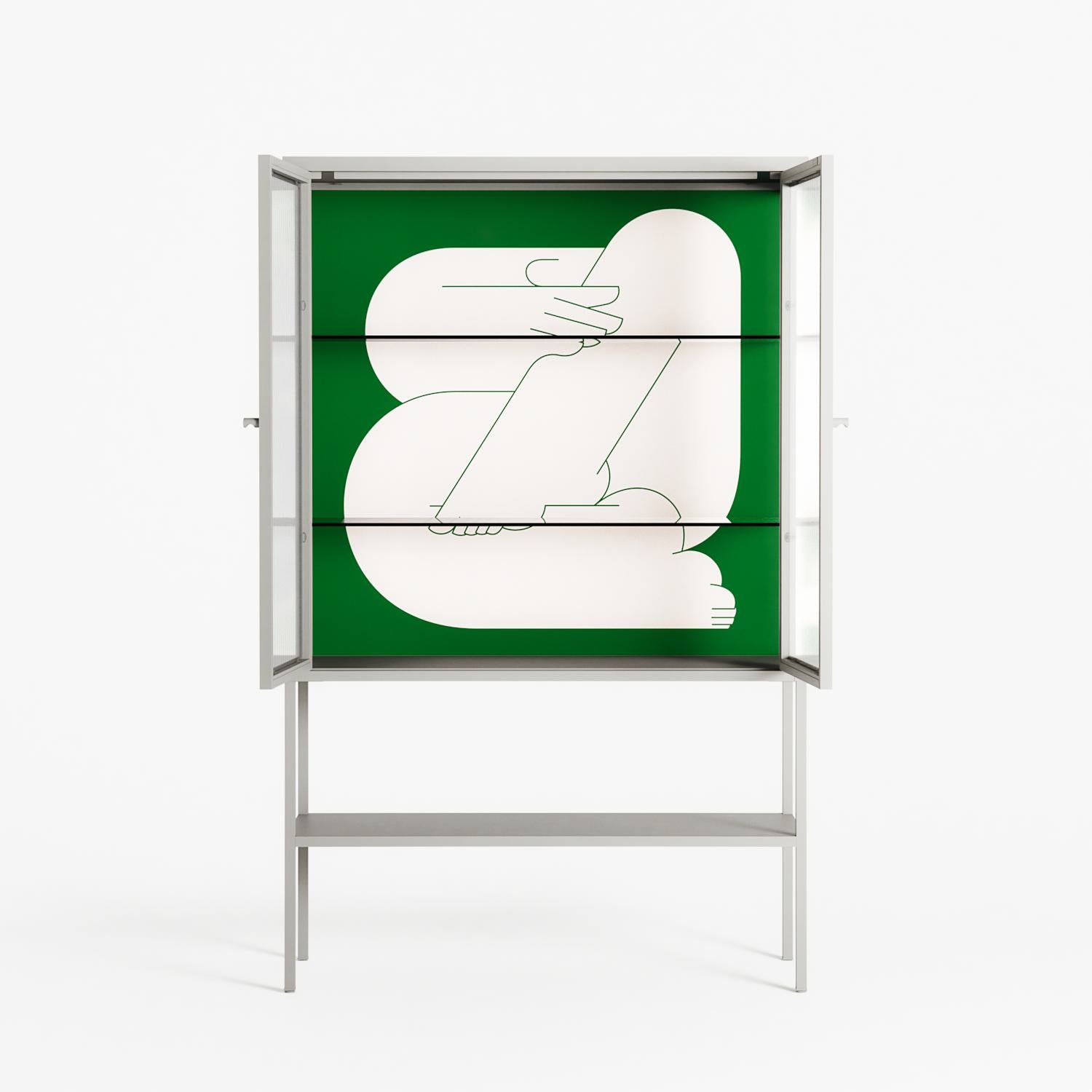 Rest 1 - Loft Cabinet - Andrea Devia-Nuño - Chalk - Reeded glass
