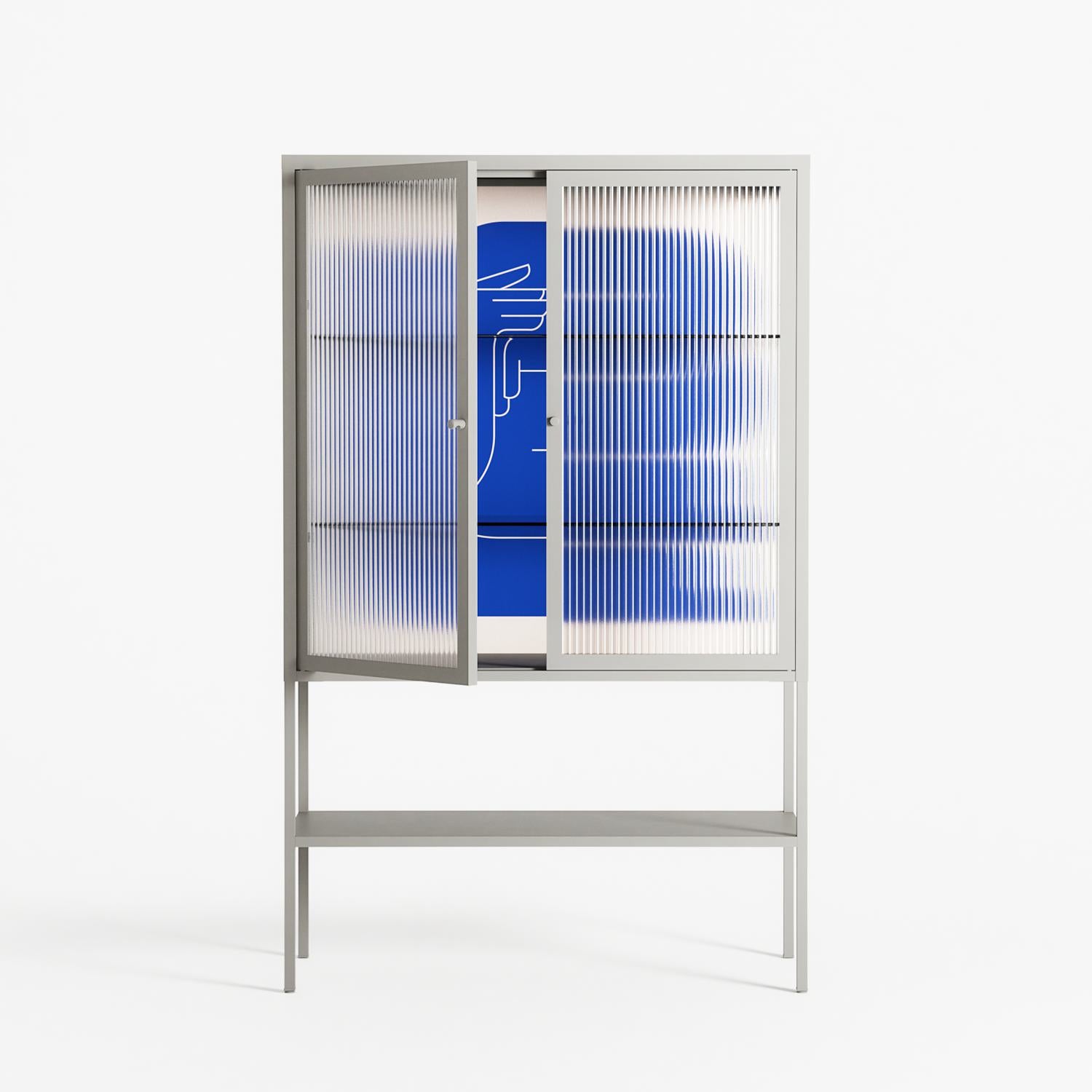 Wait 2 - Loft Cabinet - Andrea Devia-Nuño - Chalk - Reeded glass
