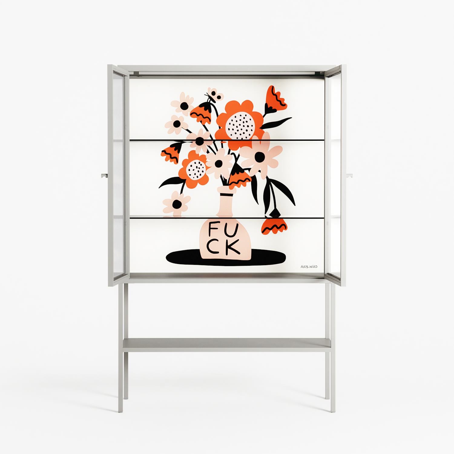 Fuck - Loft Cabinet - Aley Wild - Chalk - Reeded glass