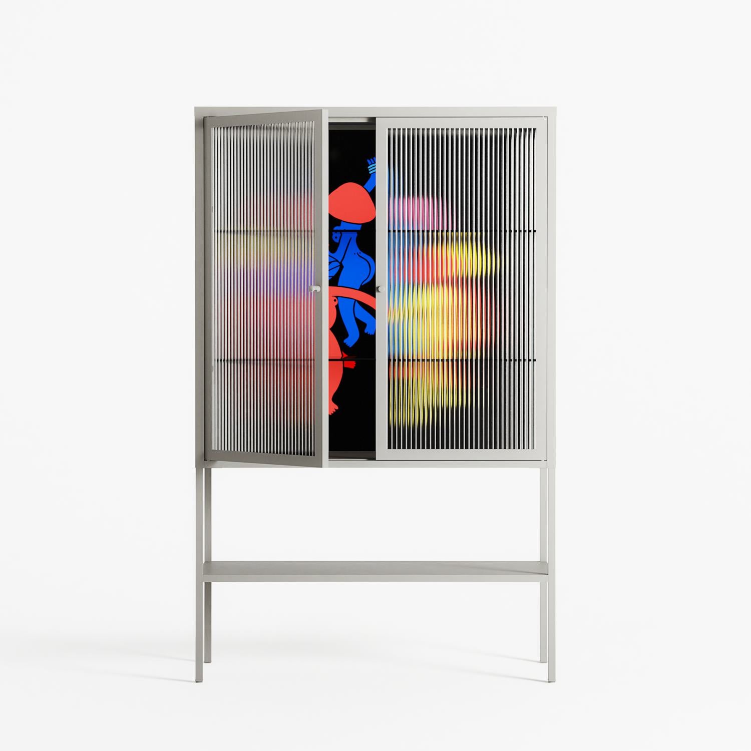 Mushroom Dance Multi - Loft Cabinet - Aley Wild - Chalk - Reeded glass