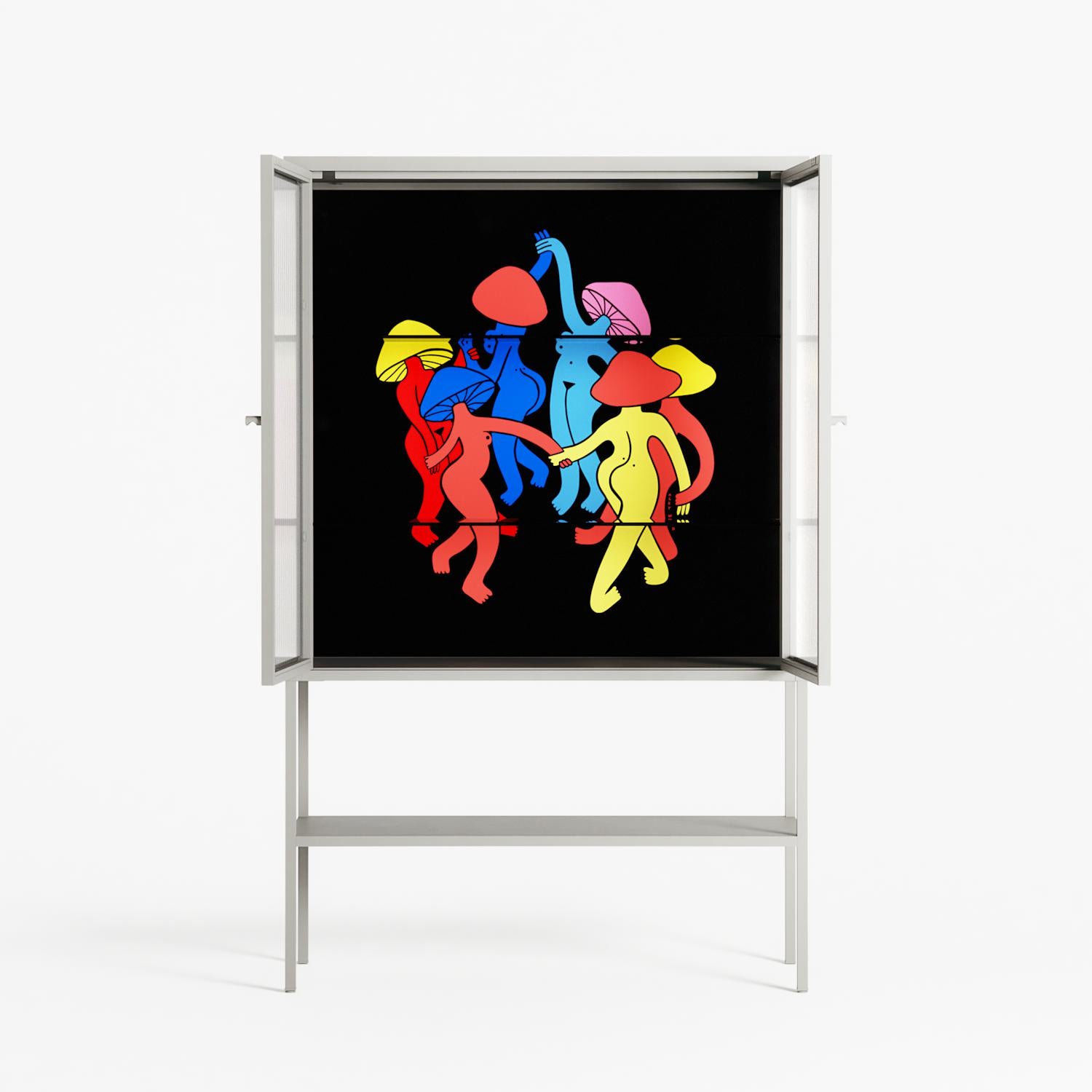 Mushroom Dance Multi - Loft Cabinet - Aley Wild - Chalk - Reeded glass