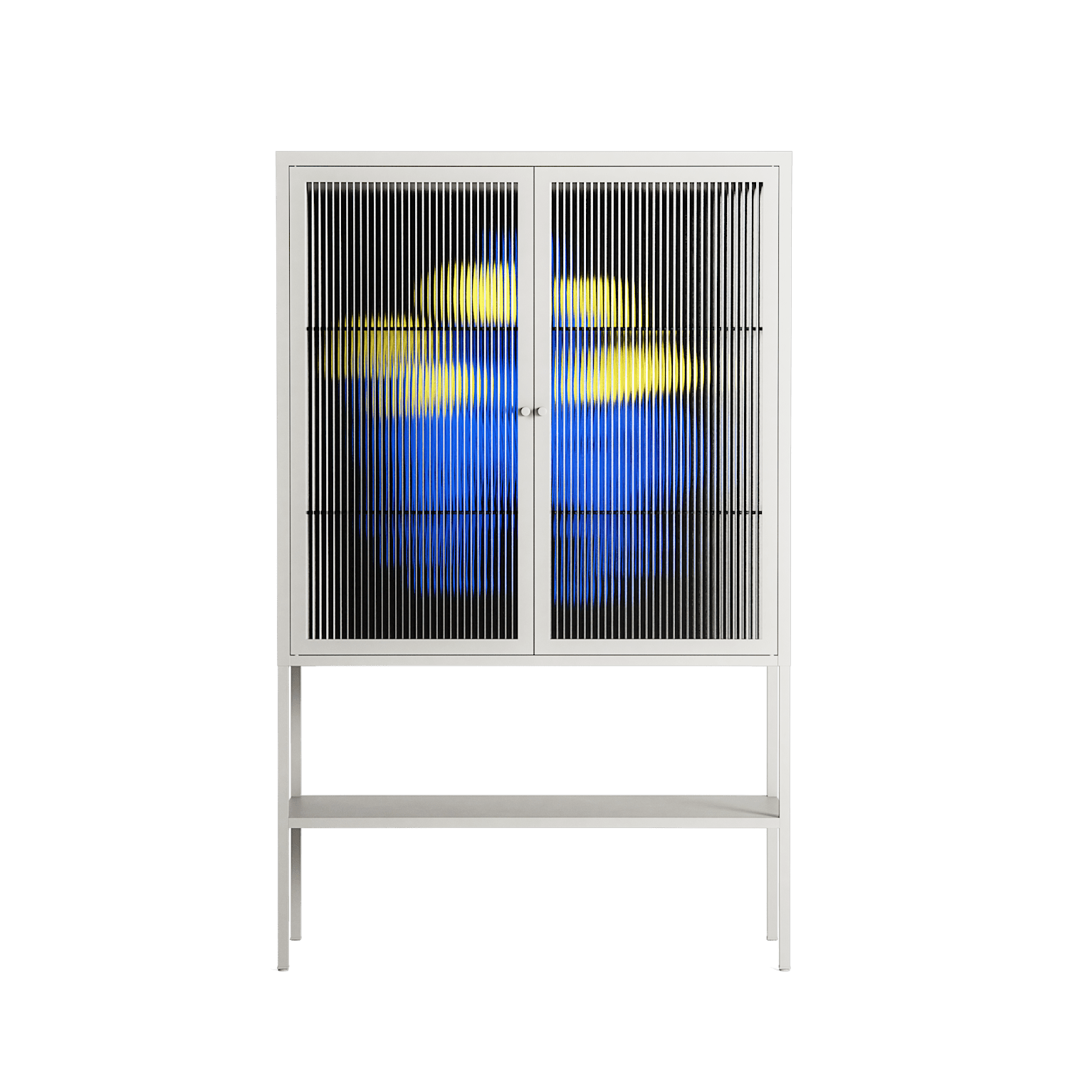 Mushroom Dance Blue - Loft Cabinet - Aley Wild - Chalk - Reeded glass