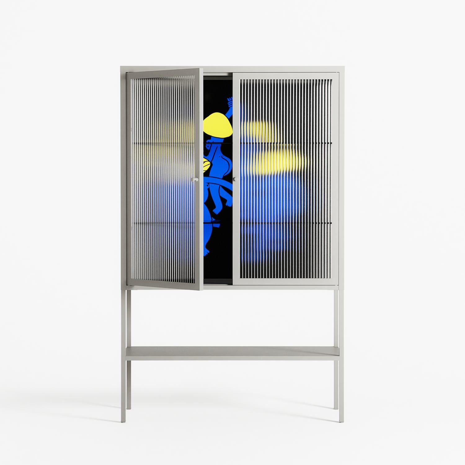 Mushroom Dance Blue - Loft Cabinet - Aley Wild - Chalk - Reeded glass