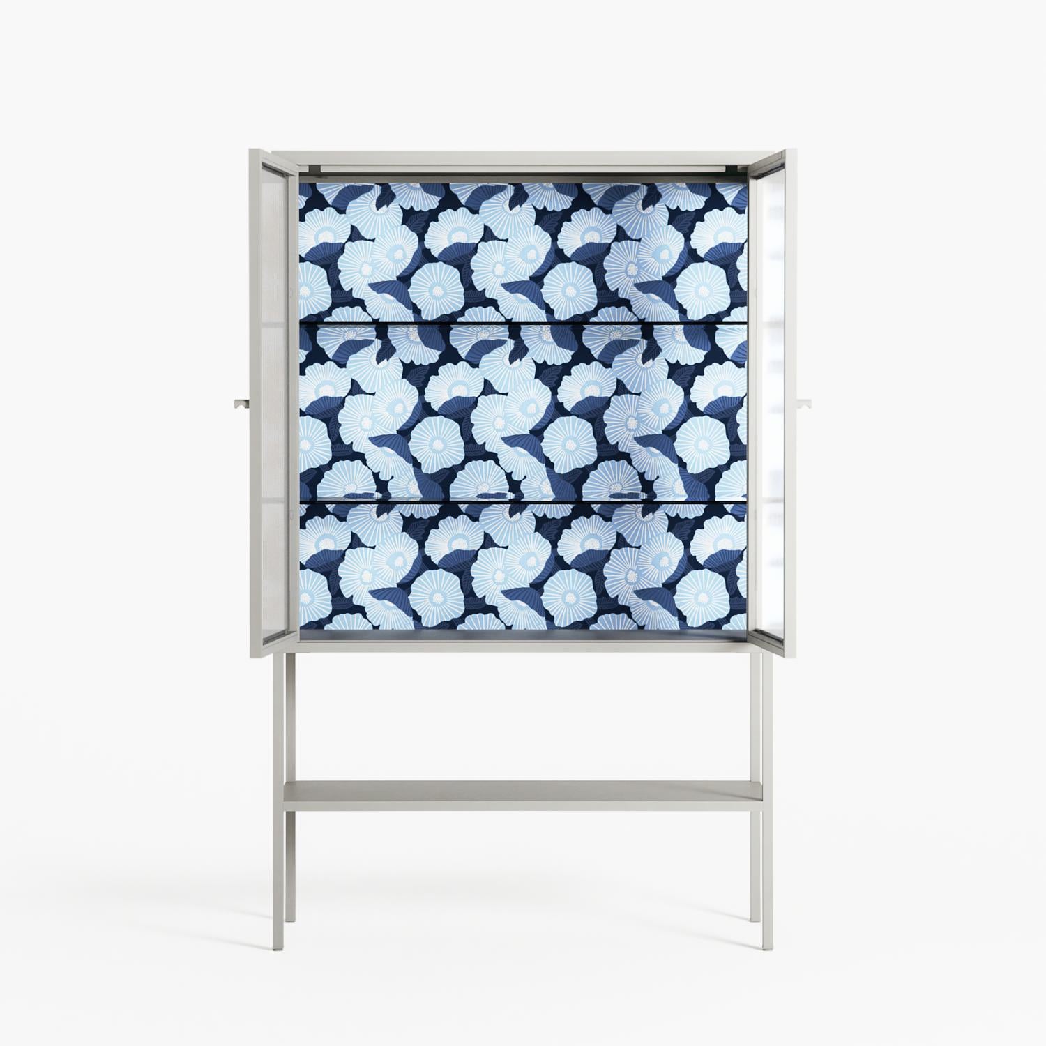 Blue Poppy 2 - Loft Cabinet - Katie O’Shea - Chalk - Reeded glass