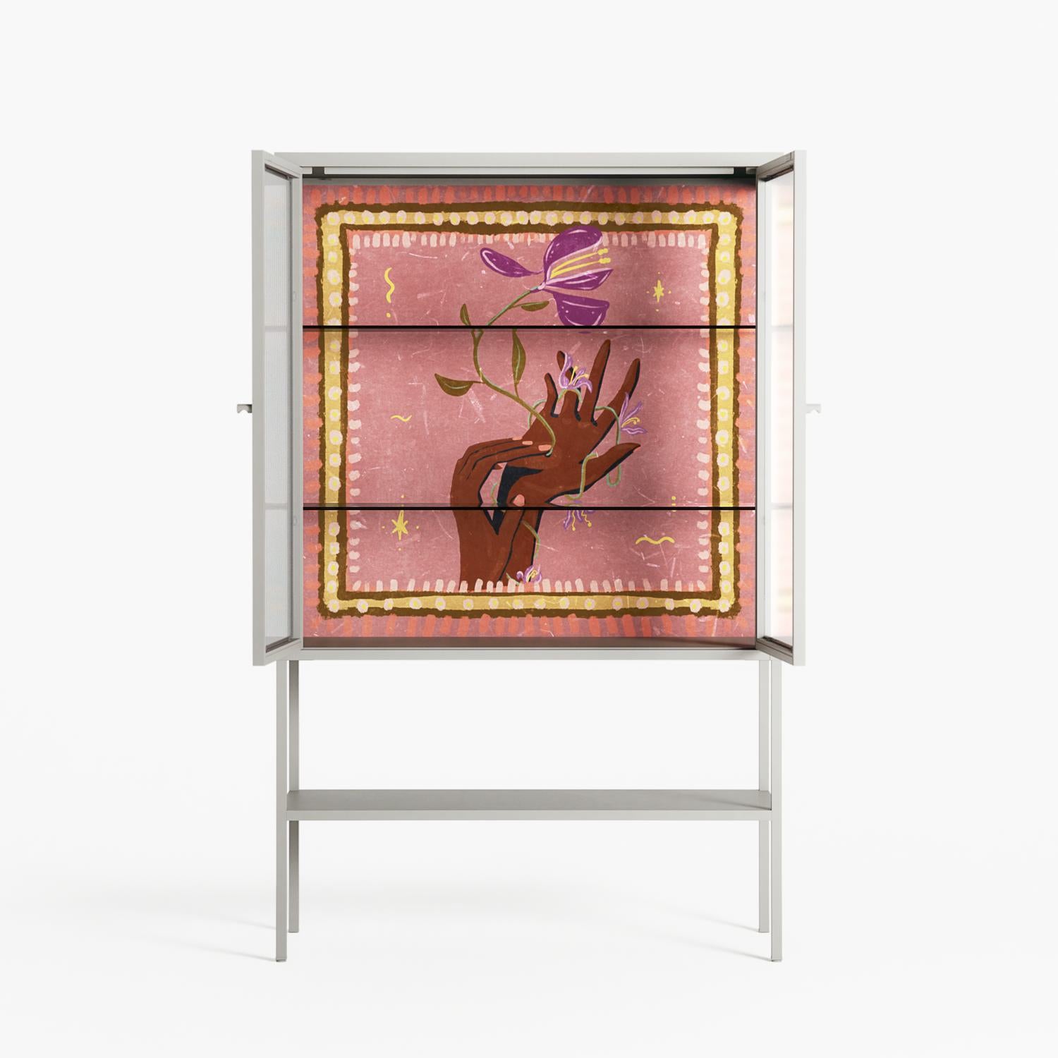 Connect With Nature - Loft Cabinet - Raissa Oltmanns - Chalk - Reeded glass