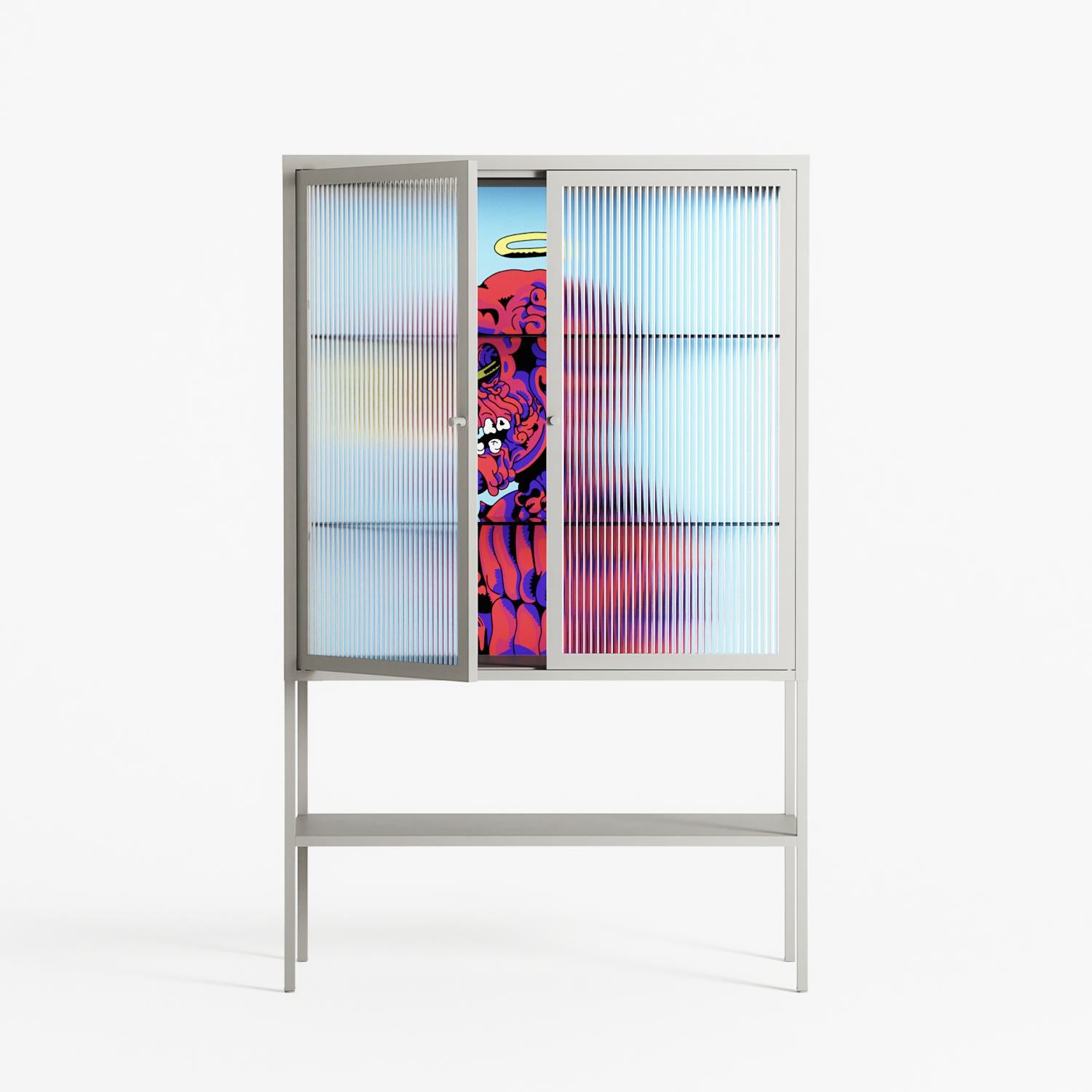 Flower - Loft Cabinet - Cezar Berje - Chalk - Reeded glass