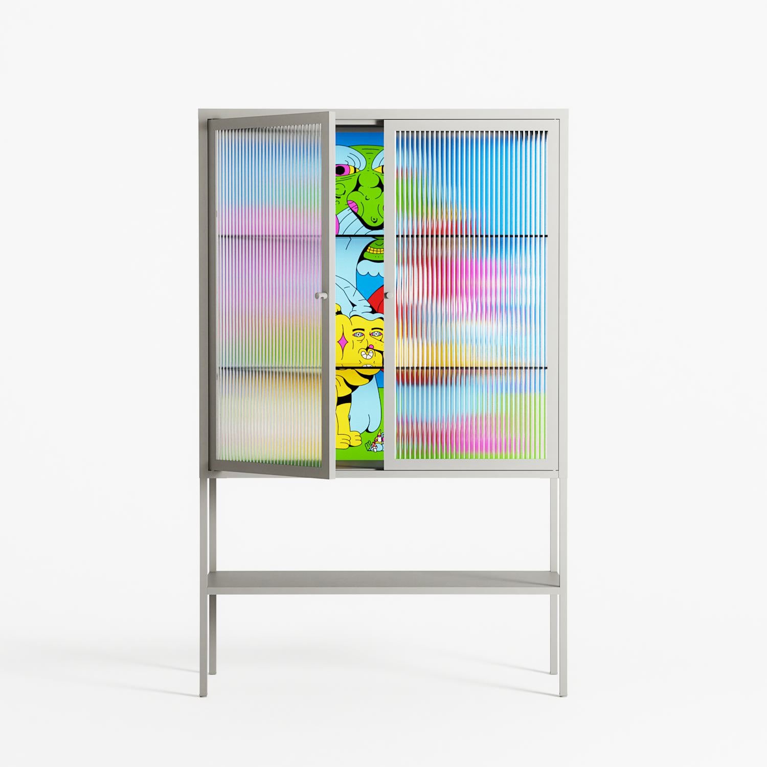 Funny Friends - Loft Cabinet - Cezar Berje - Chalk - Reeded glass
